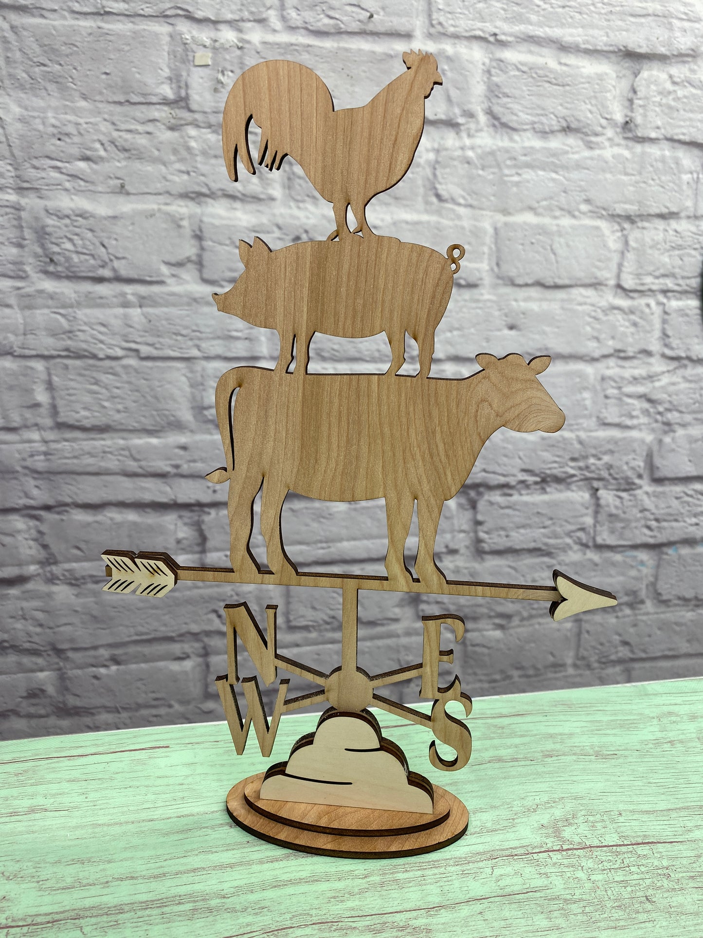 Weather Vane with Animal Stack Trio or Cow Décor Laser Cut Blank for DIY Project