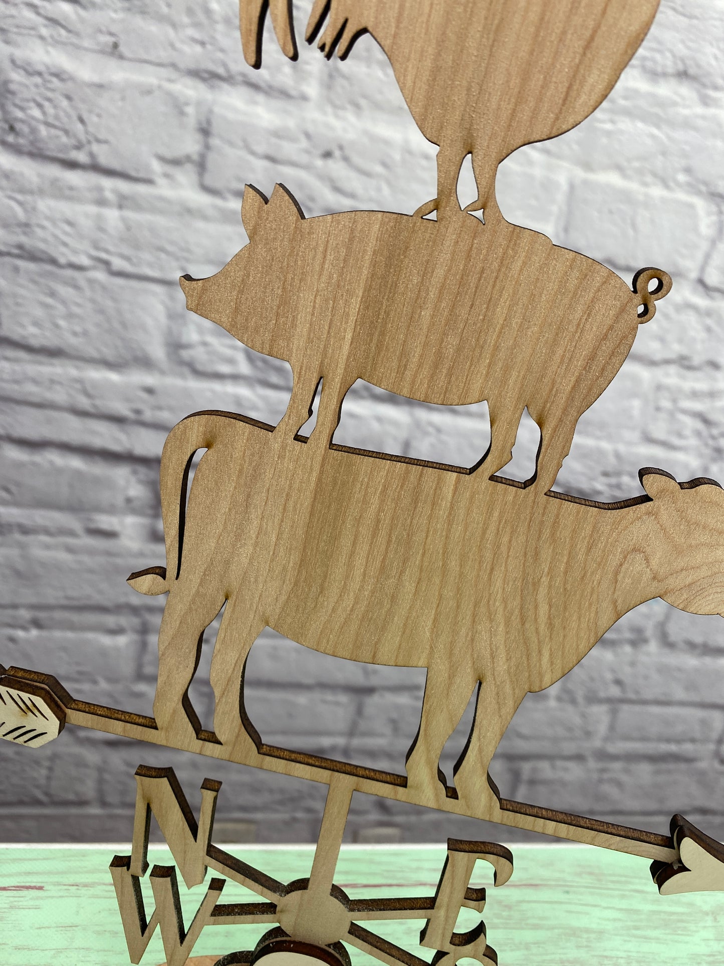 Weather Vane with Animal Stack Trio or Cow Décor Laser Cut Blank for DIY Project