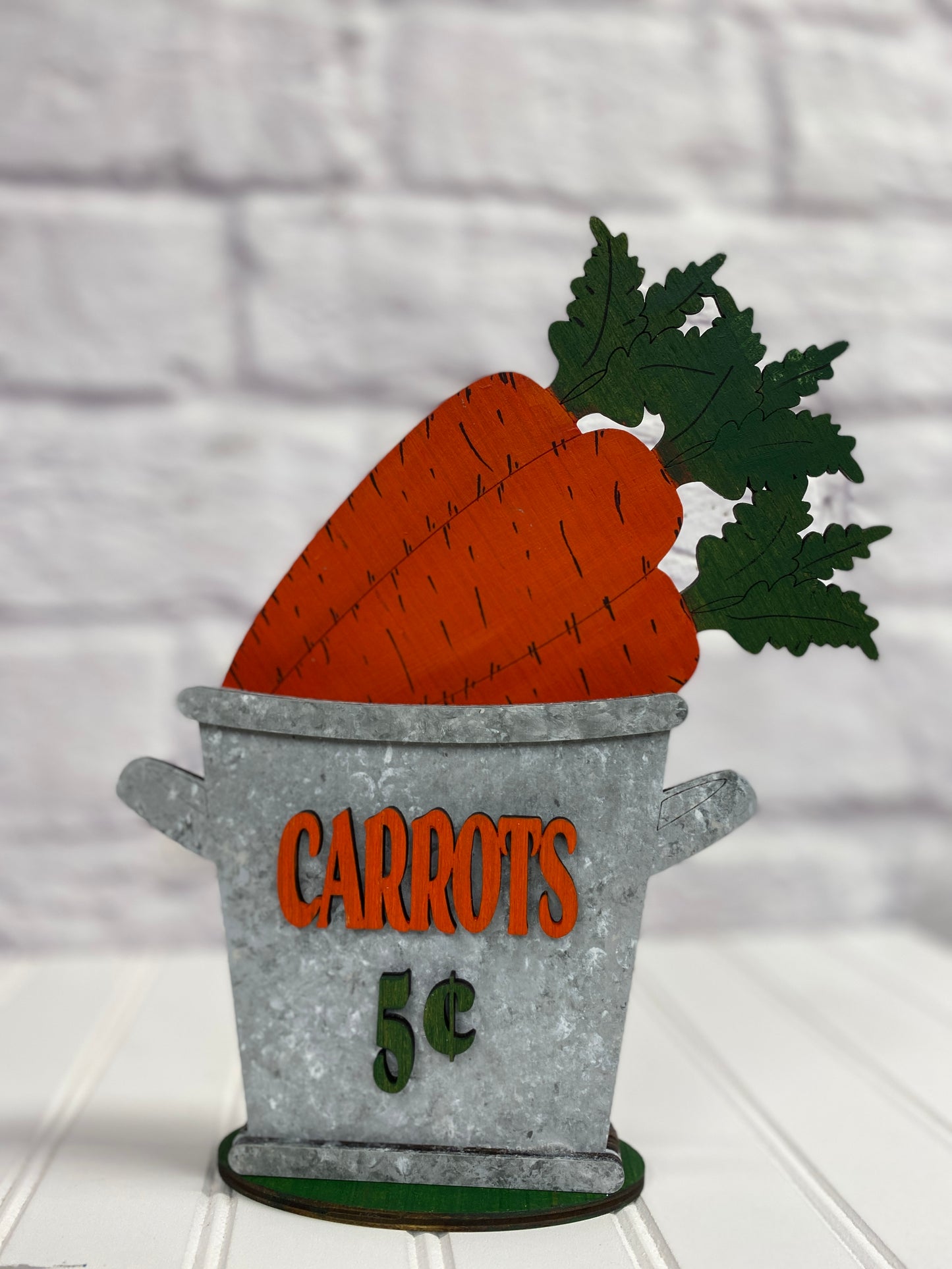 Bucket of Carrots Easter / Spring Decor Laser Cut Blank for DIY Project