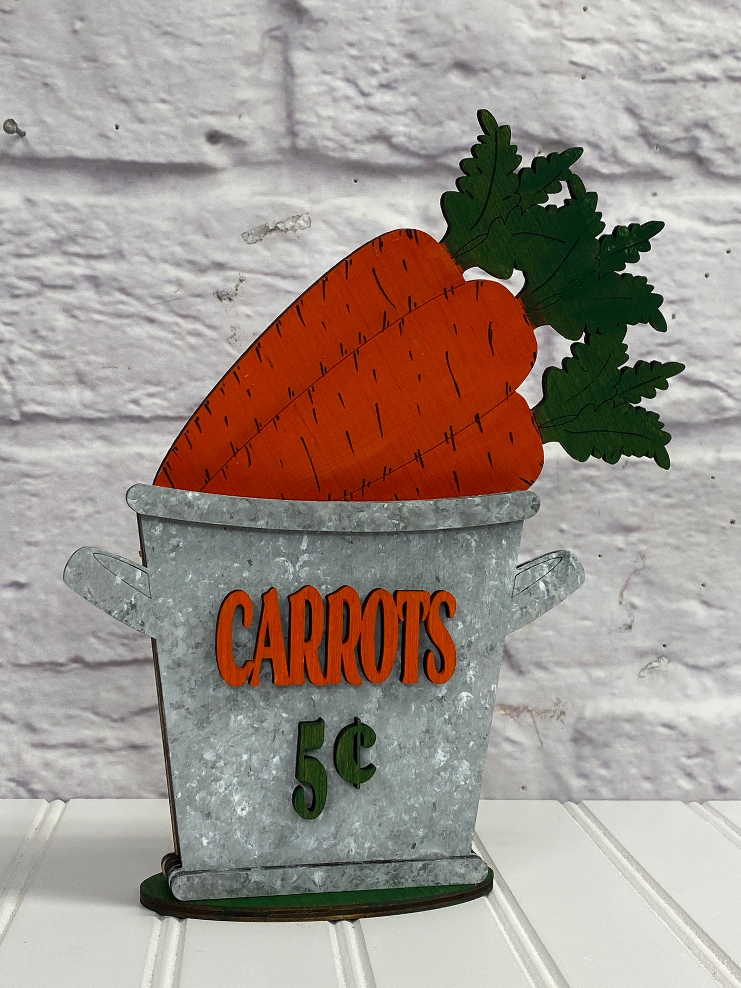 Bucket of Carrots Easter / Spring Decor Laser Cut Blank for DIY Project