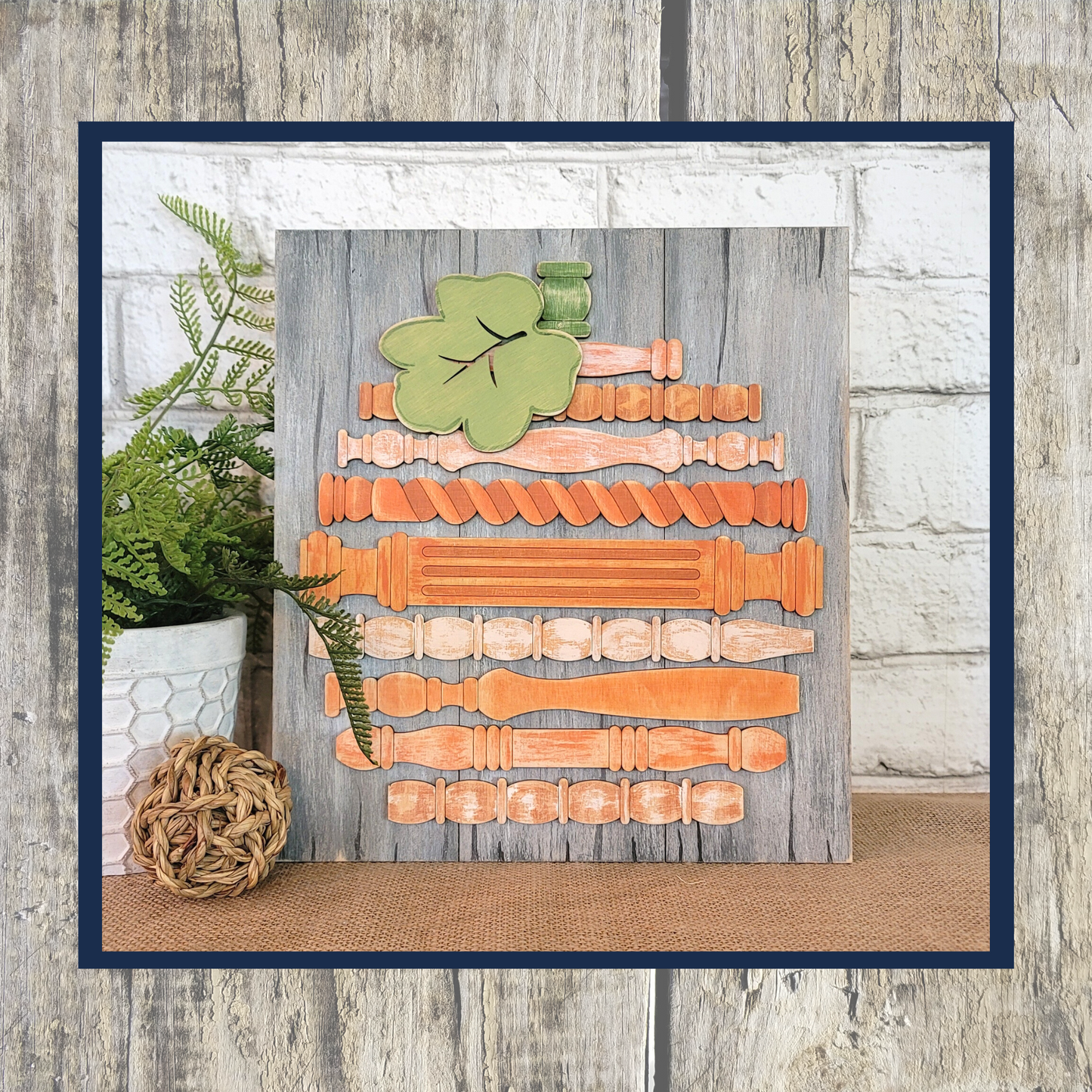 Spindle Pumpkin Shelf Leaner Laser Cut / Engraved Wooden Blank