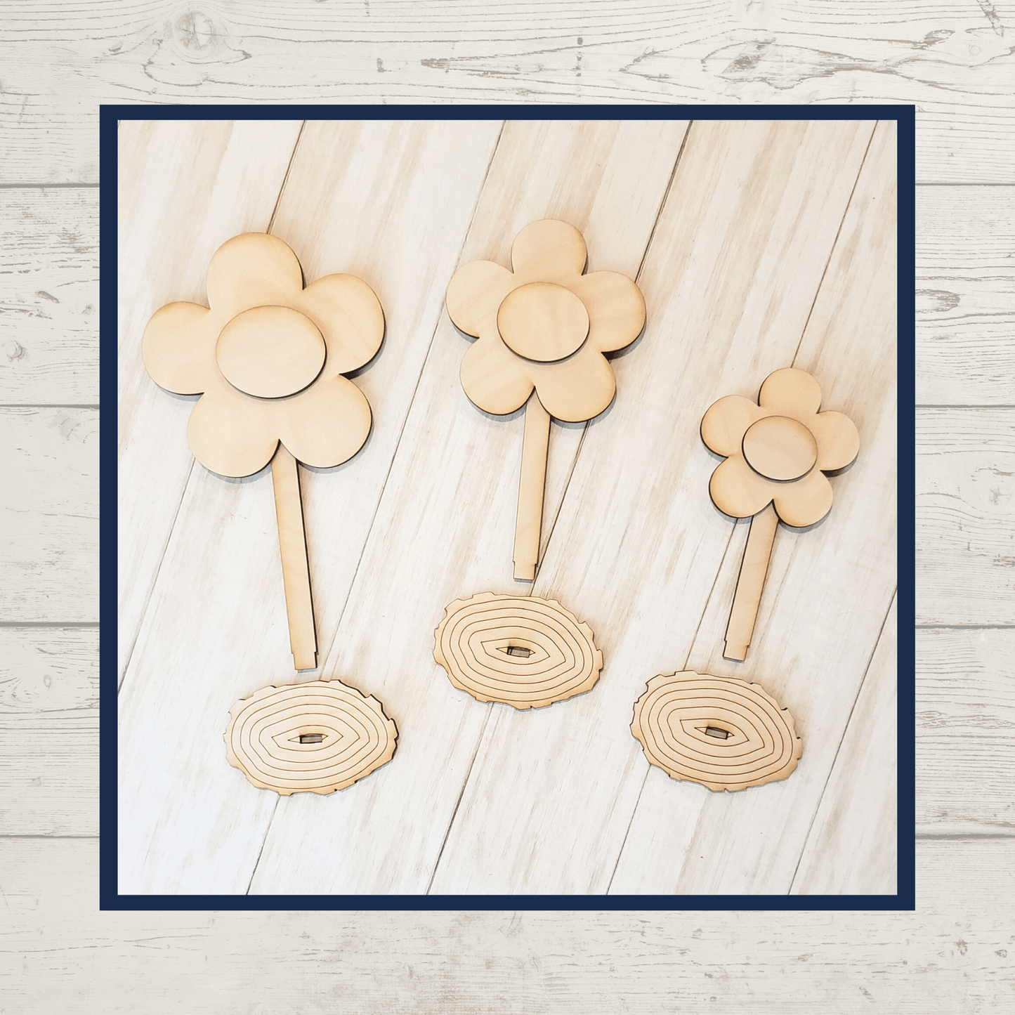 Floral Trio Shelf Sitter Laser Cut Wood Blank Cutout