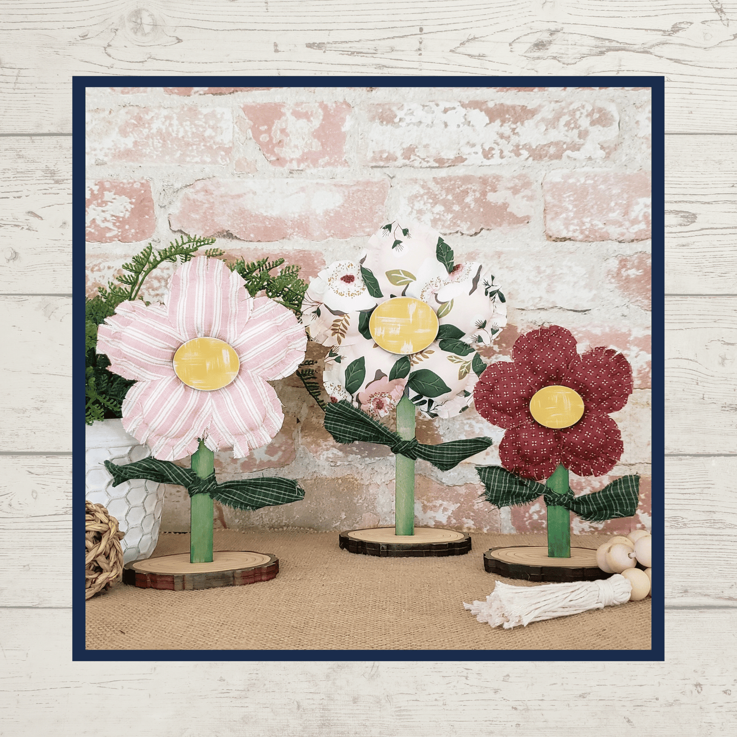 Floral Trio Shelf Sitter Laser Cut Wood Blank Cutout