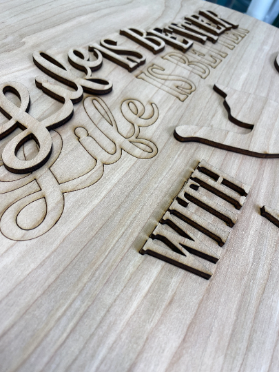 Life Is Better With A Cat Round Layered Sign / Laser Cut Door Hanger / Blanks for DIY Project