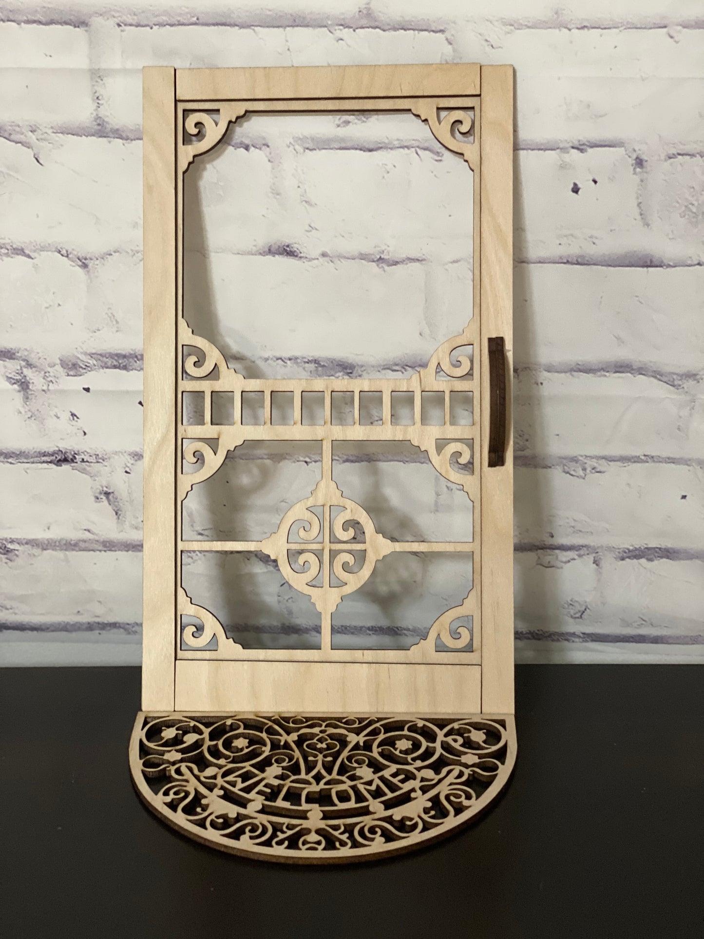Victorian Screen Door and Welcome Mat Laser Cut Wooden Blank