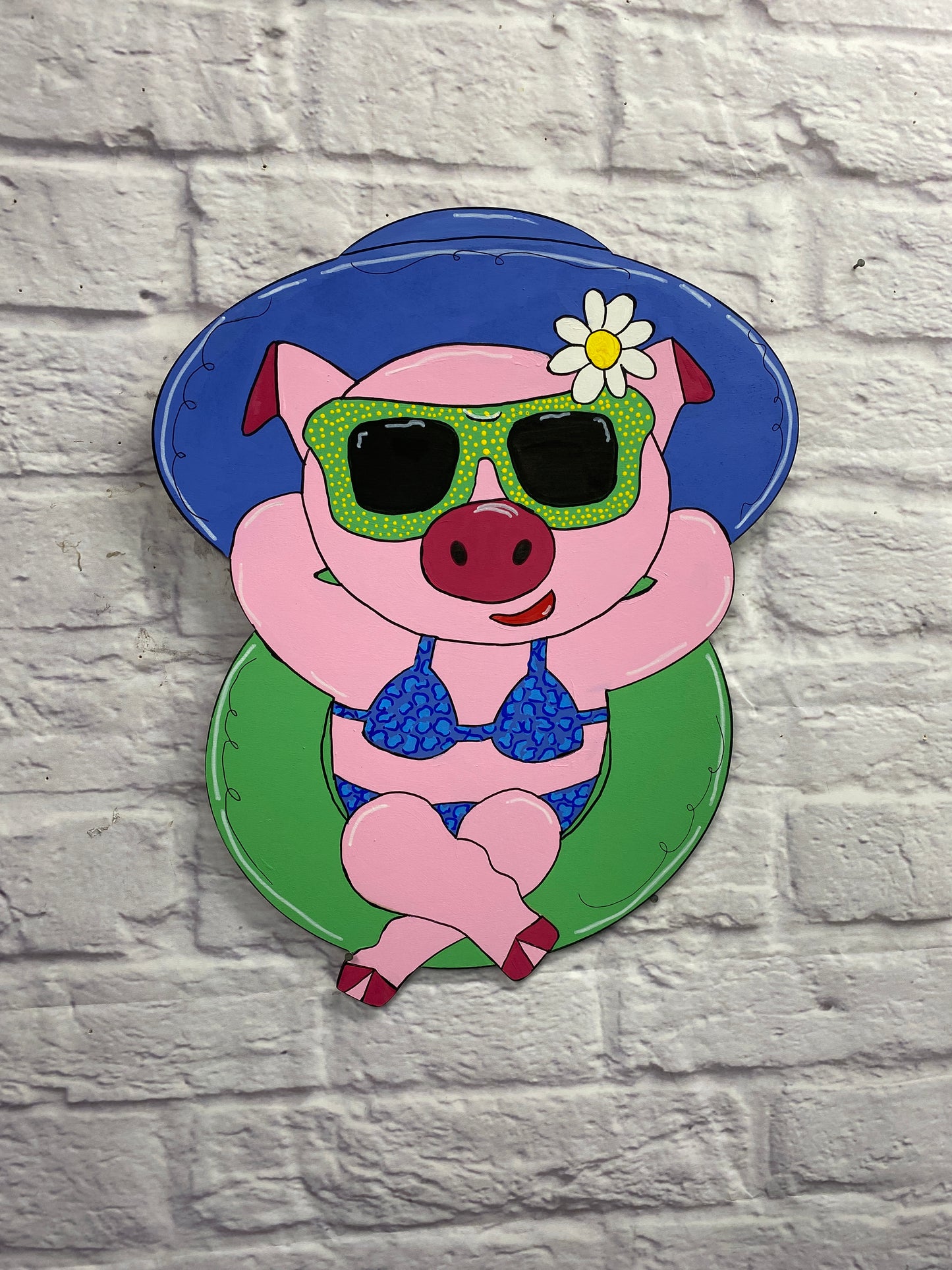 Pig in A Floatie Door Hanger Wooden Laser Cut Out Blank