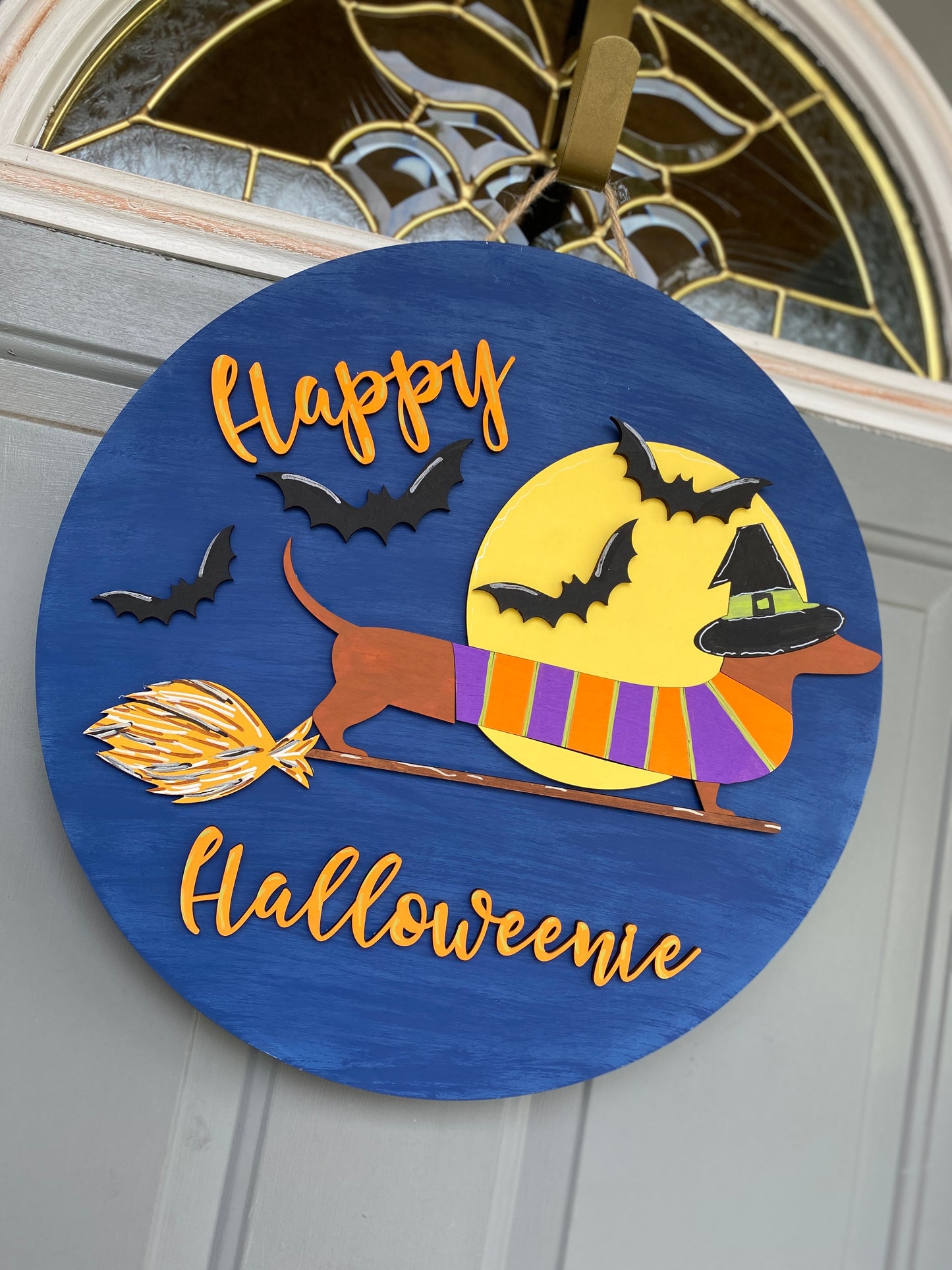 Happy Halloweenie Round Layered Sign / Laser Cut Door Hanger / Blanks for DIY Project