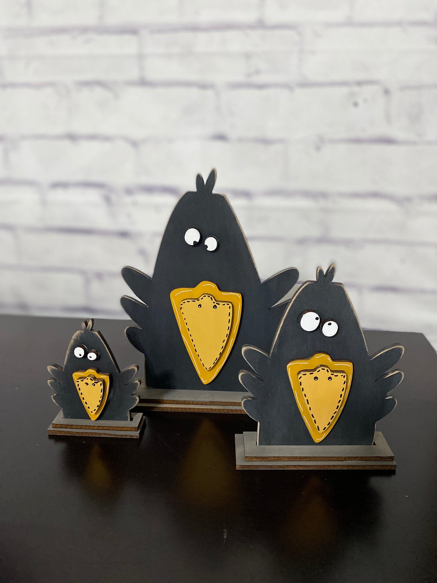 Crow Family Shelf Sitter / Halloween Fall Decor / Laser Cut Door Hanger / Blanks for DIY Project