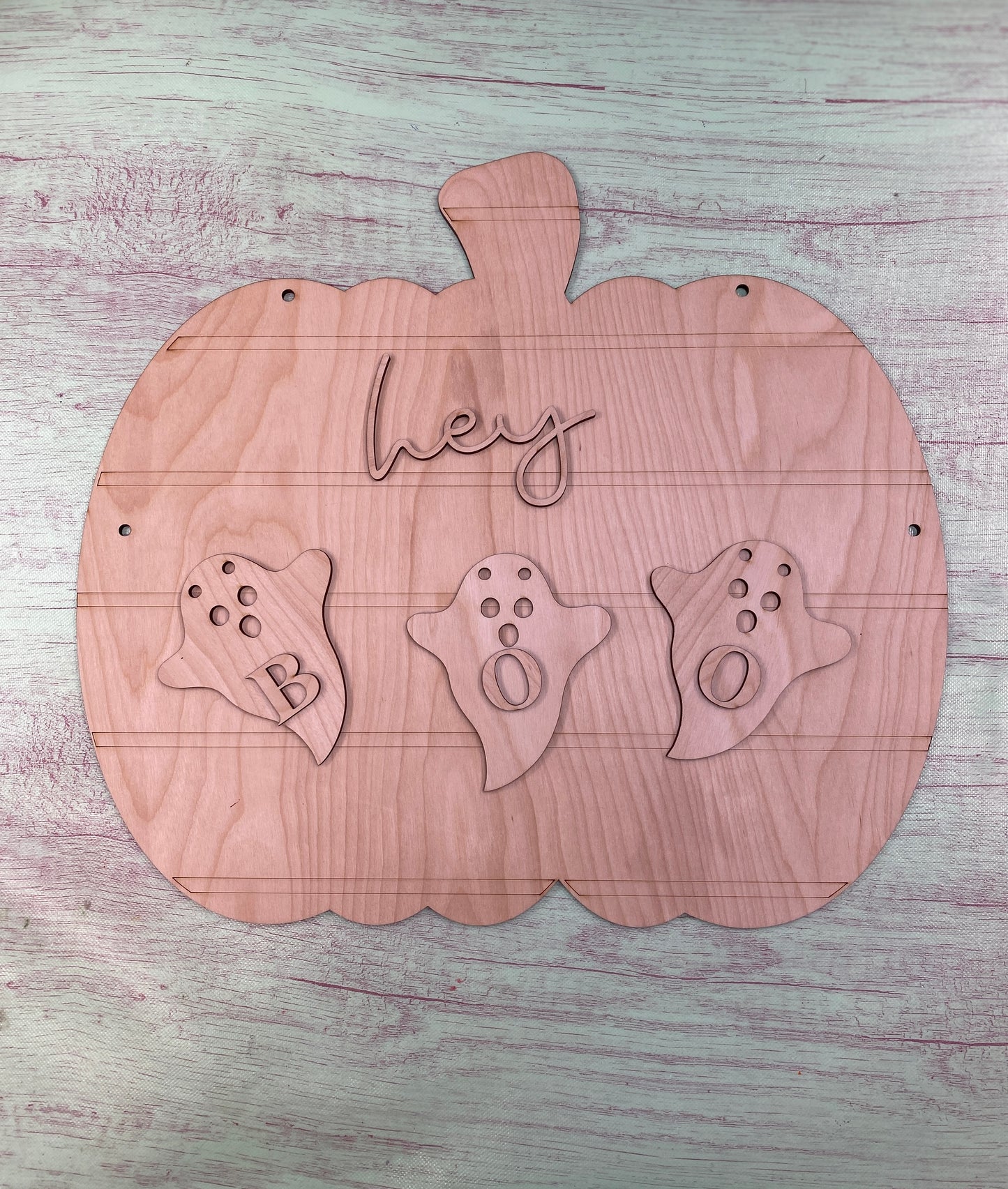 Hey Boo Shiplapped Pumpkin with Garland Layered Sign / Laser Cut Door Hanger / Blanks for DIY Project