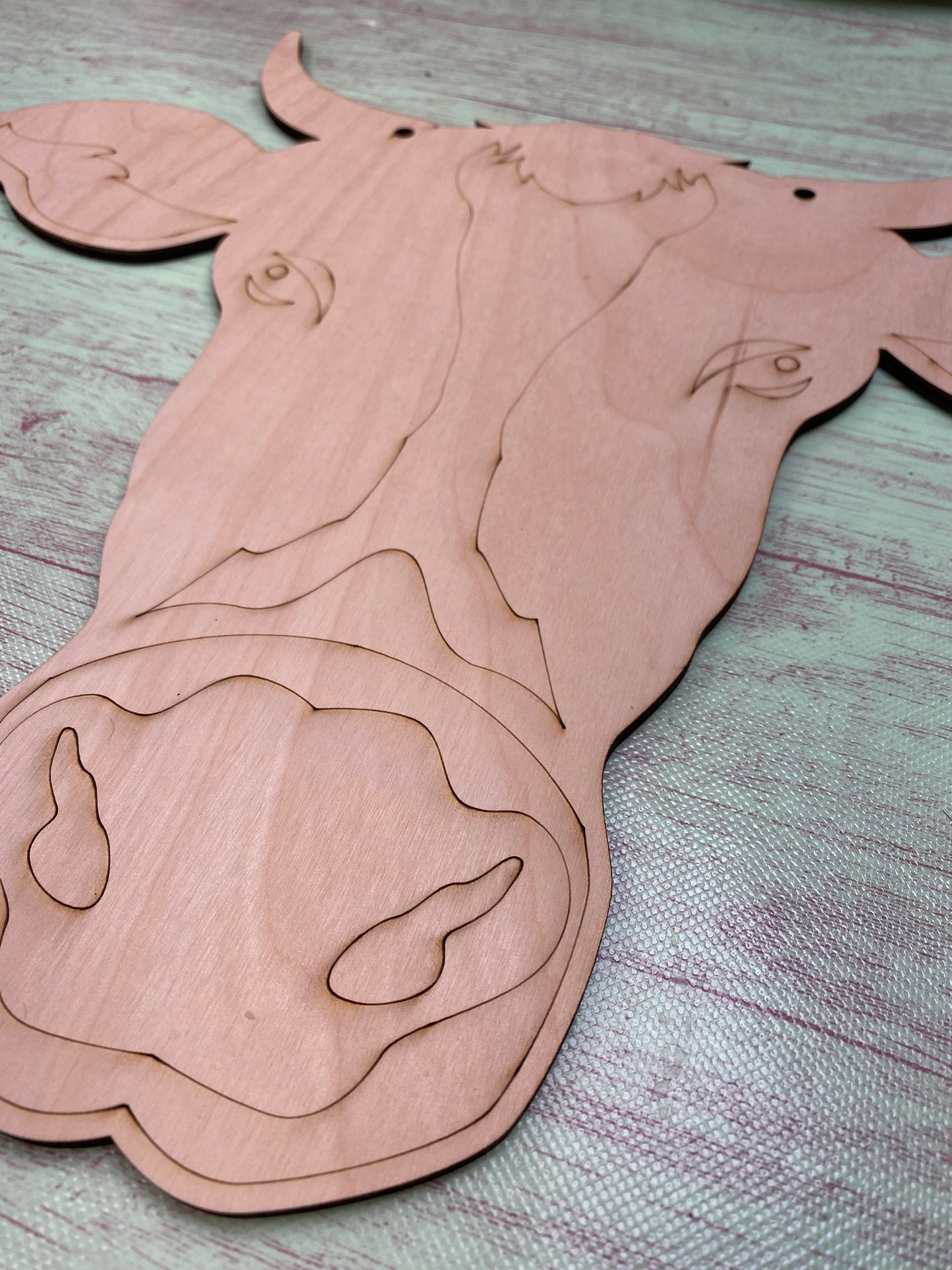 Cow and Bull Head Silhouette Wooden Laser Cut Out Blank