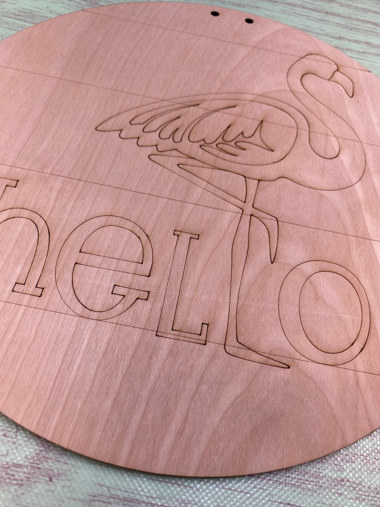 Hello Flamingo Round Layered Sign / Laser Cut Door Hanger / Blanks for DIY Project