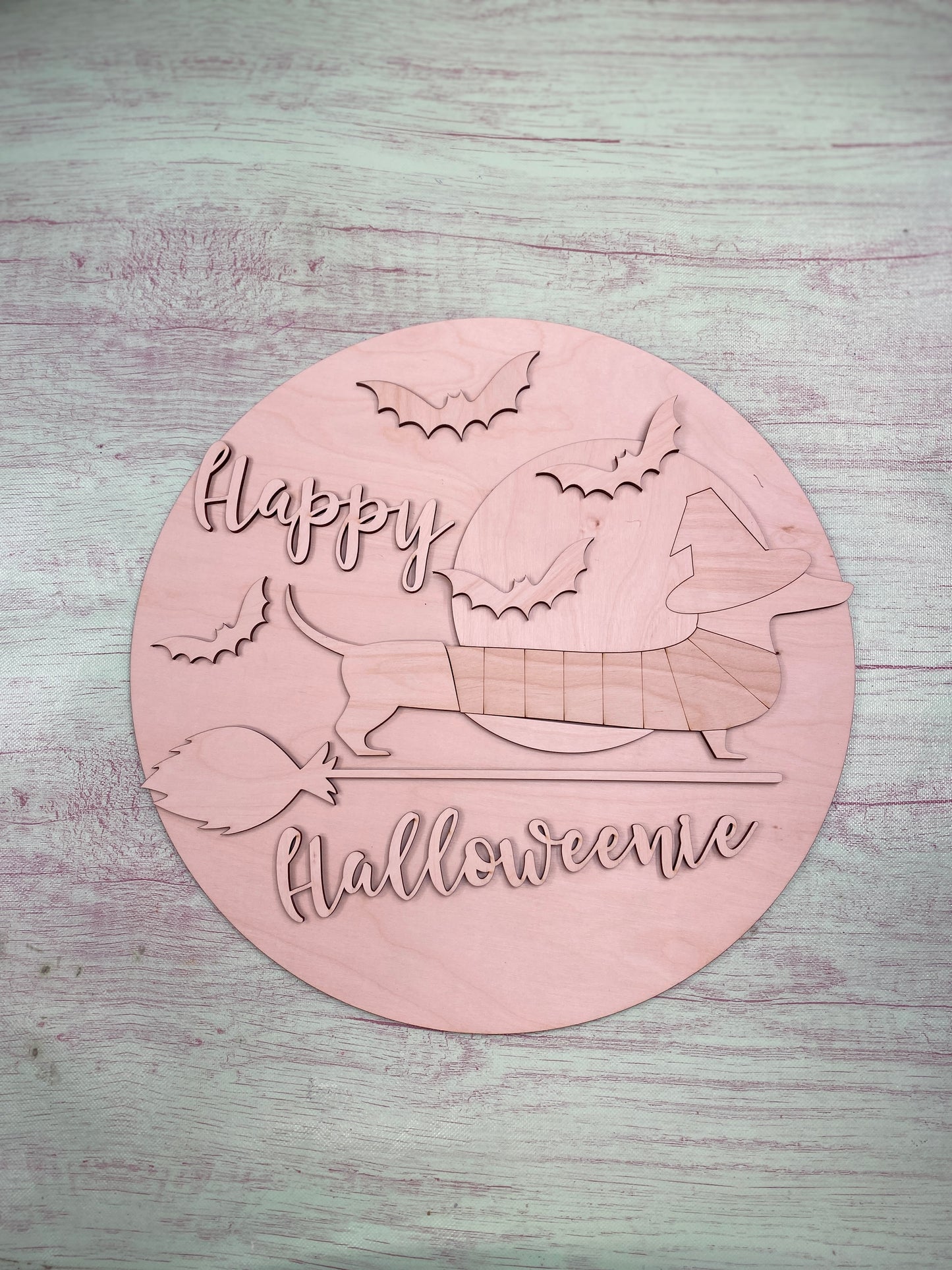 Happy Halloweenie Round Layered Sign / Laser Cut Door Hanger / Blanks for DIY Project