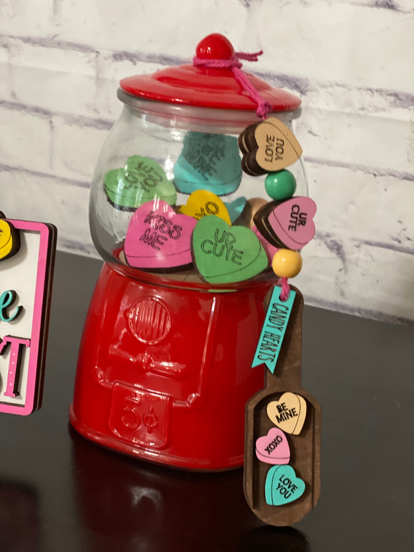 Bubblegum Machine Fillers Valentines Laser Cut / Engraved Wooden Blank