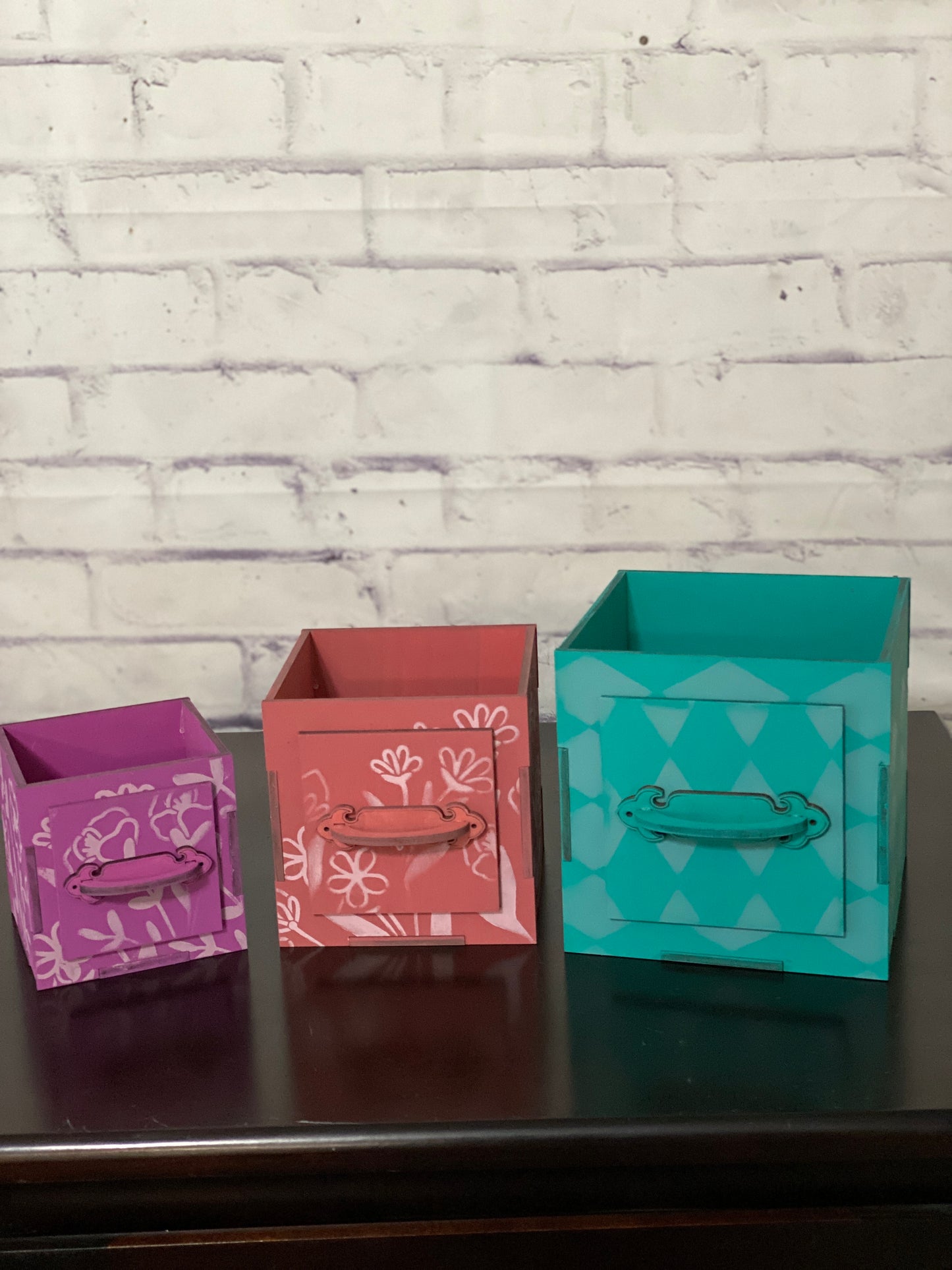 Square Planter Boxes with Faux Handle Hardware Laser Cut / Wooden Blank