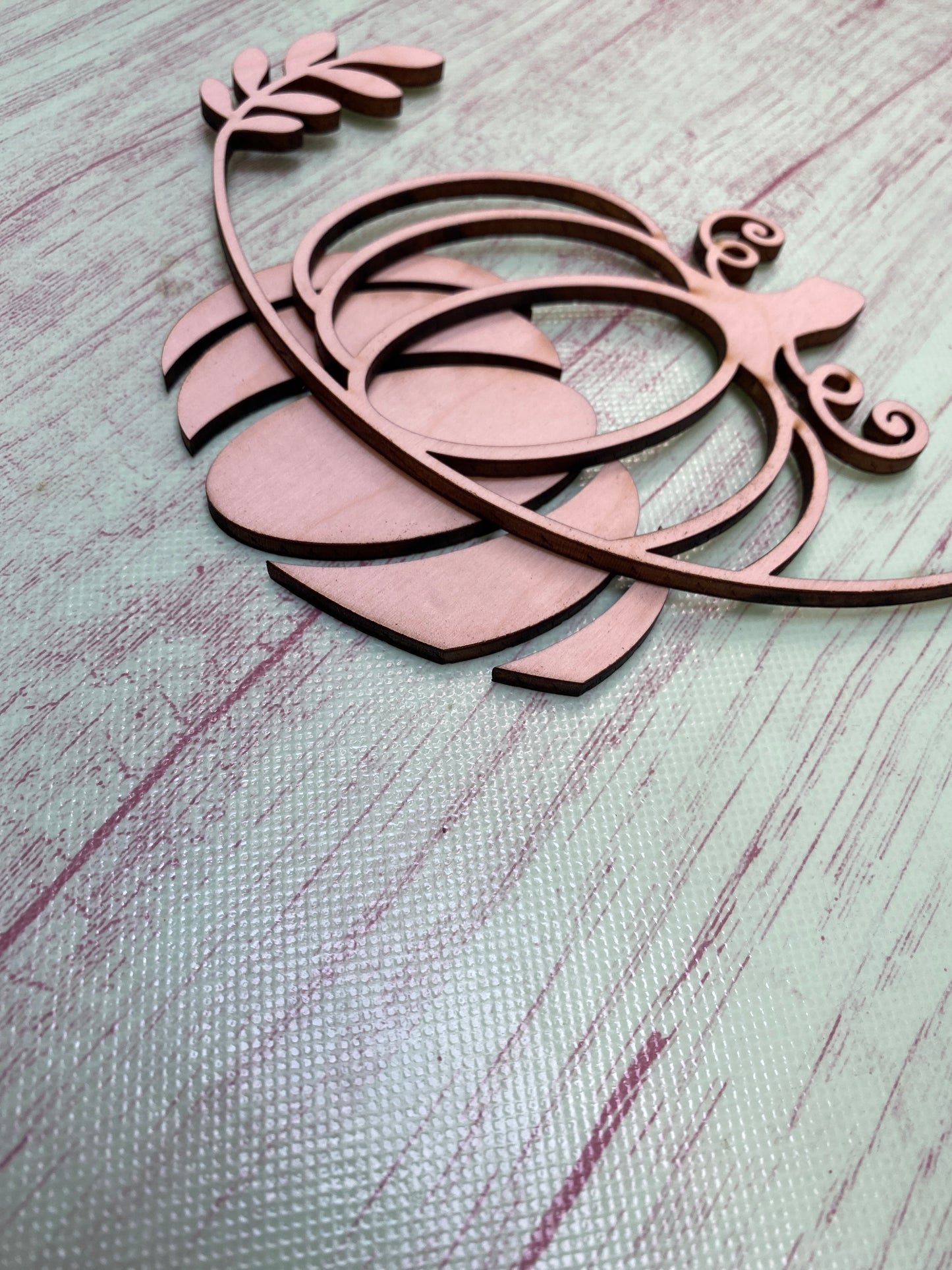 Pumpkin with Laurel Design Laser Cut / Engraved Wooden Blank