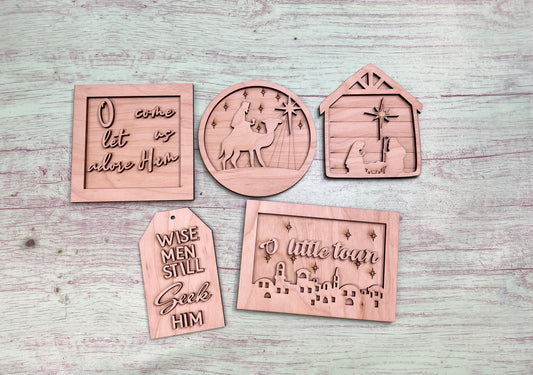 Nativity Scene Tiered Tray Set Laser Cut Blank for DIY Project