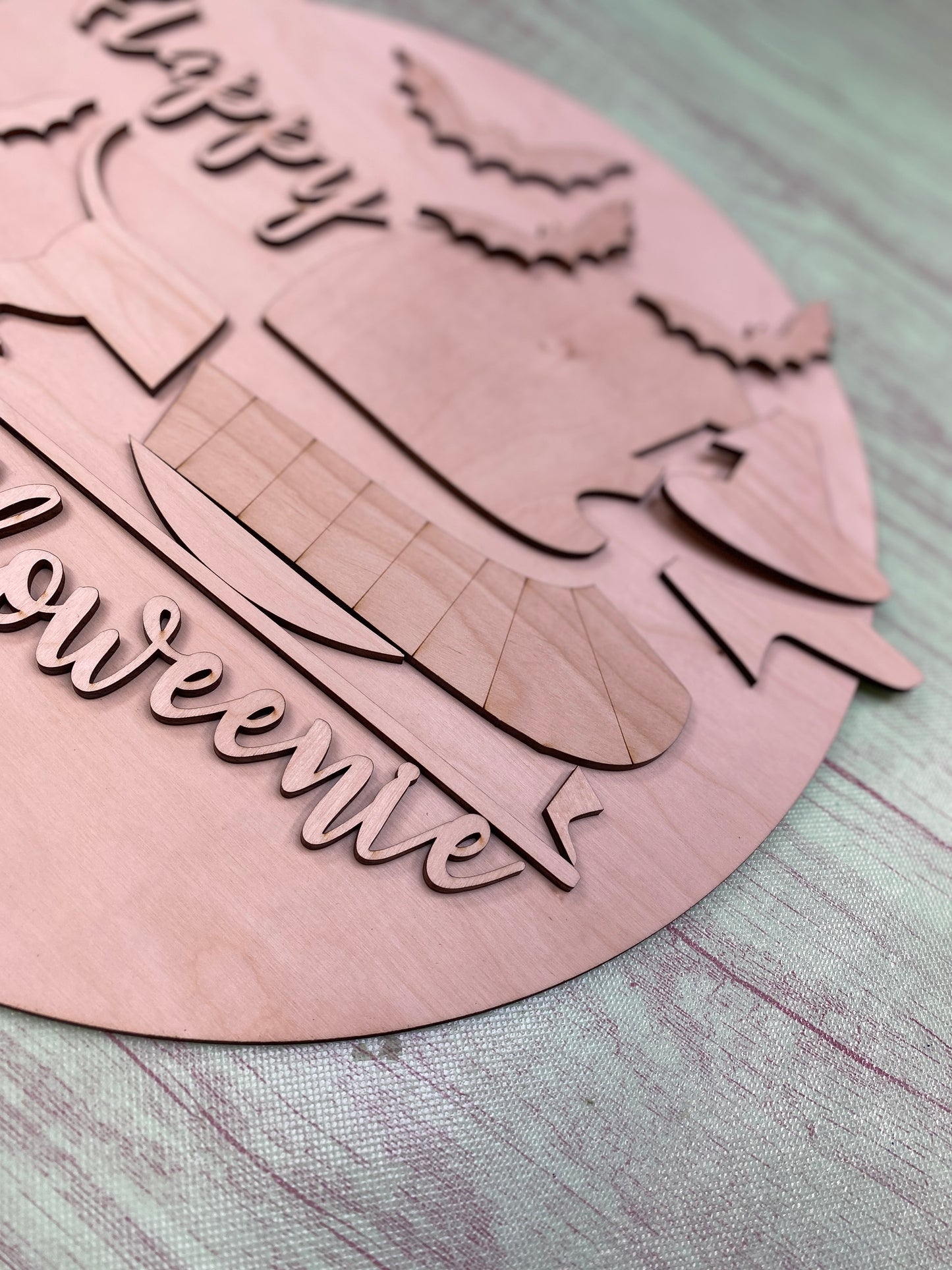 Happy Halloweenie Round Layered Sign / Laser Cut Door Hanger / Blanks for DIY Project