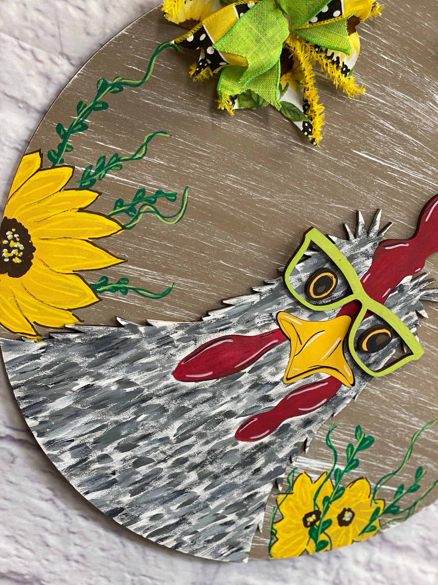 Crazy Chicken with Glasses Laser Cut Door Hanger / Blanks for DIY Project