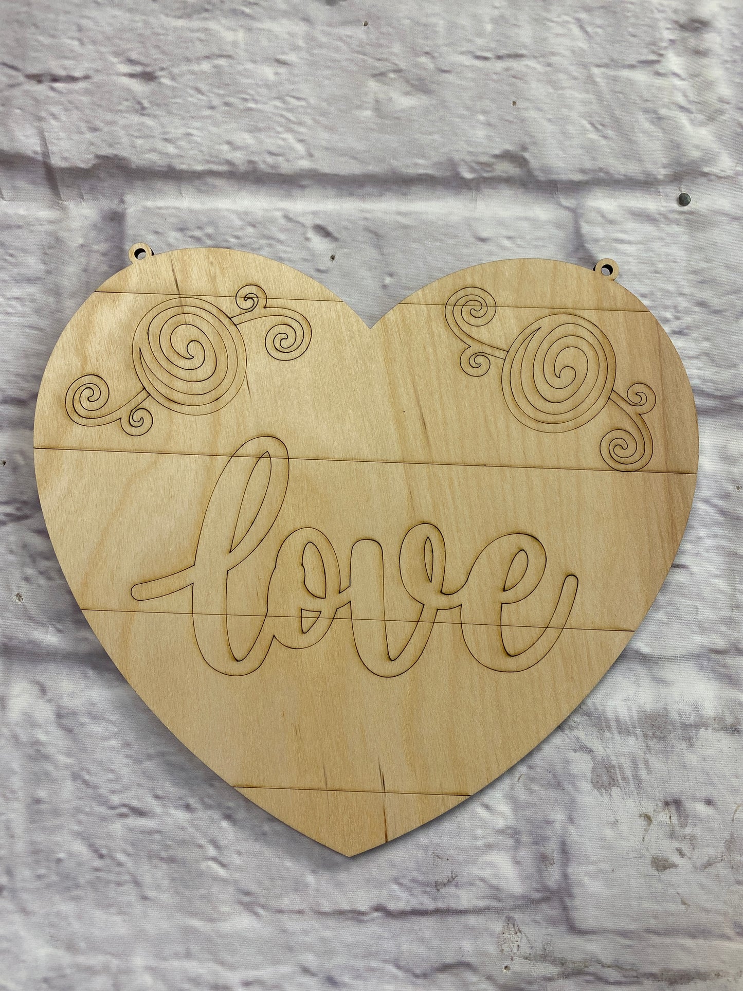 LOVE Heart with Flowers 3D Laser Cut Wood Blank Cutout Door Hanger