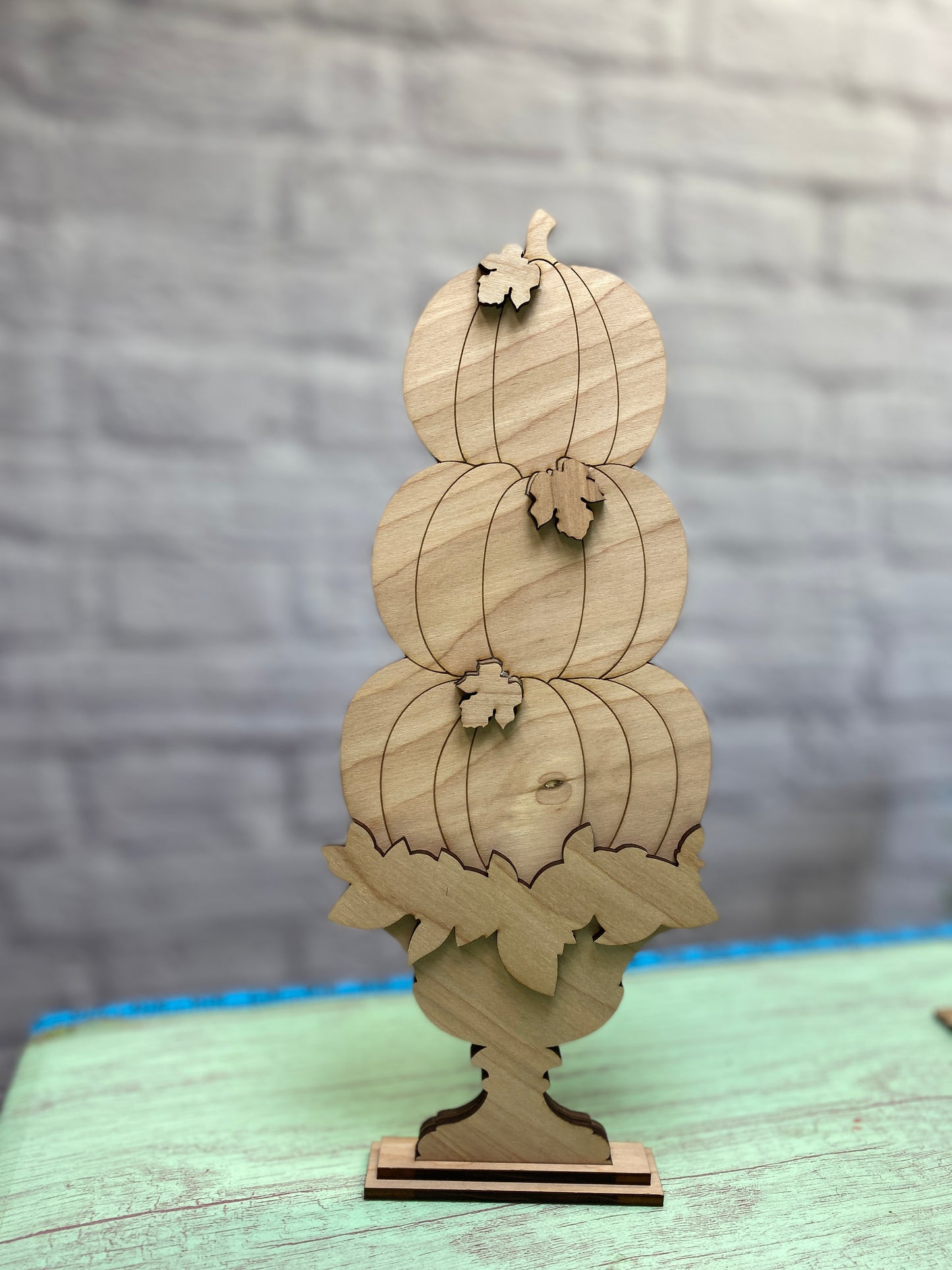 Pumpkin Stack with Urn Laser Cut / Engraved Wooden Blank