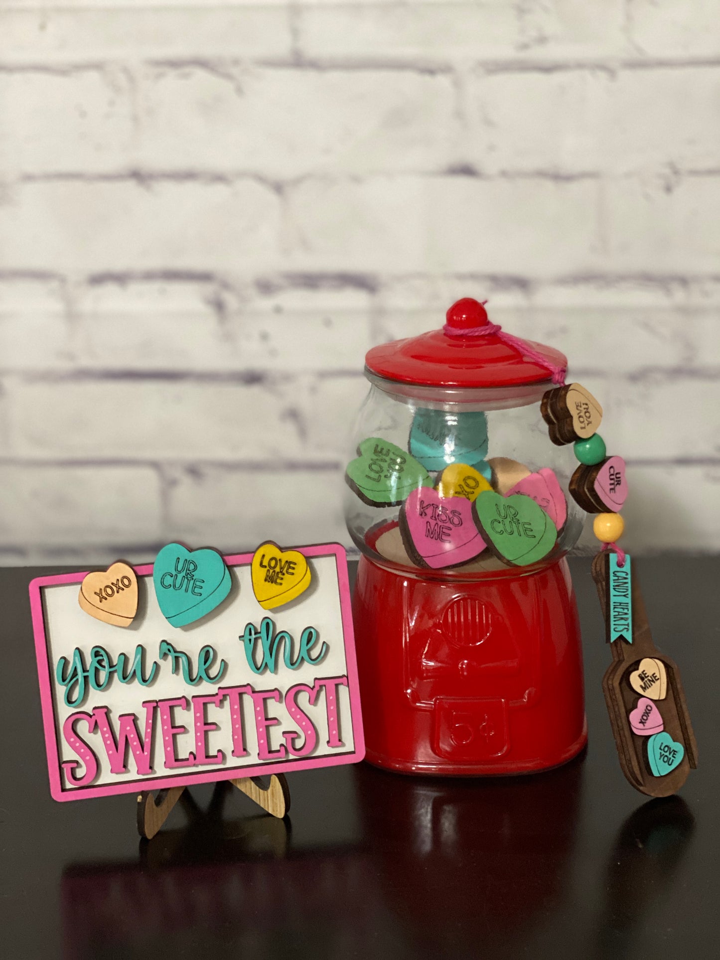 Bubblegum Machine Fillers Valentines Laser Cut / Engraved Wooden Blank