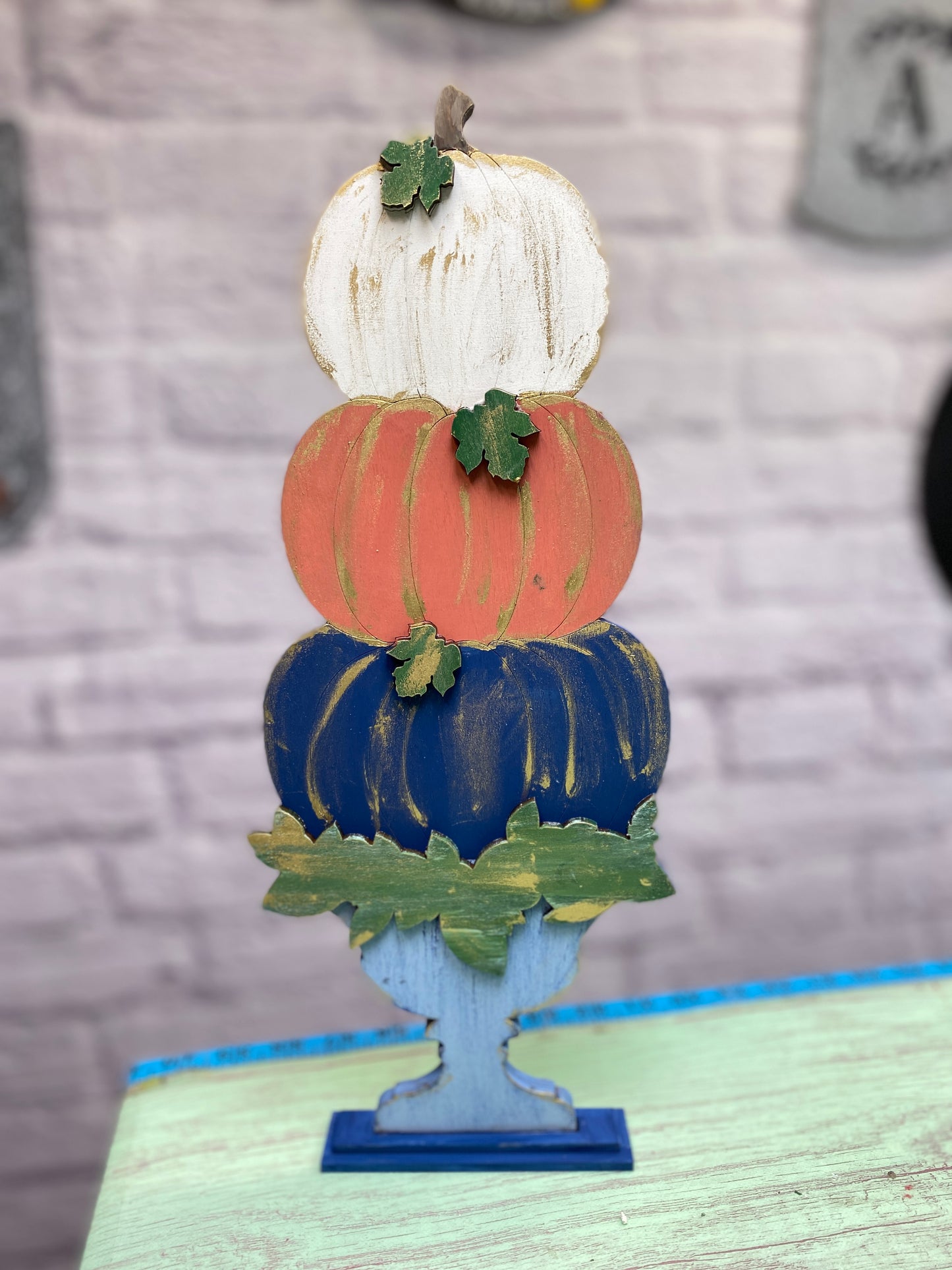 Pumpkin Stack with Urn Laser Cut / Engraved Wooden Blank