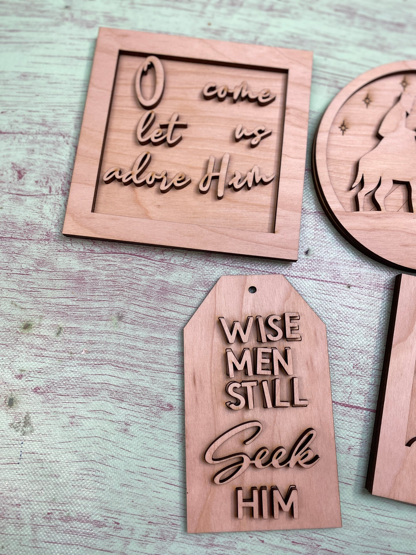 Nativity Scene Tiered Tray Set Laser Cut Blank for DIY Project