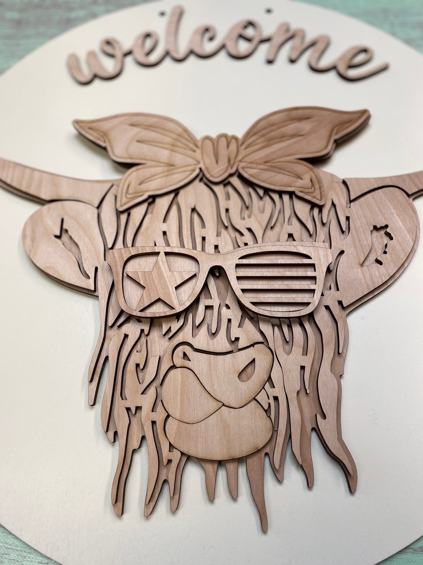Highland Cow Door Hanger / Wall Décor Laser Cut Blank for DIY Project