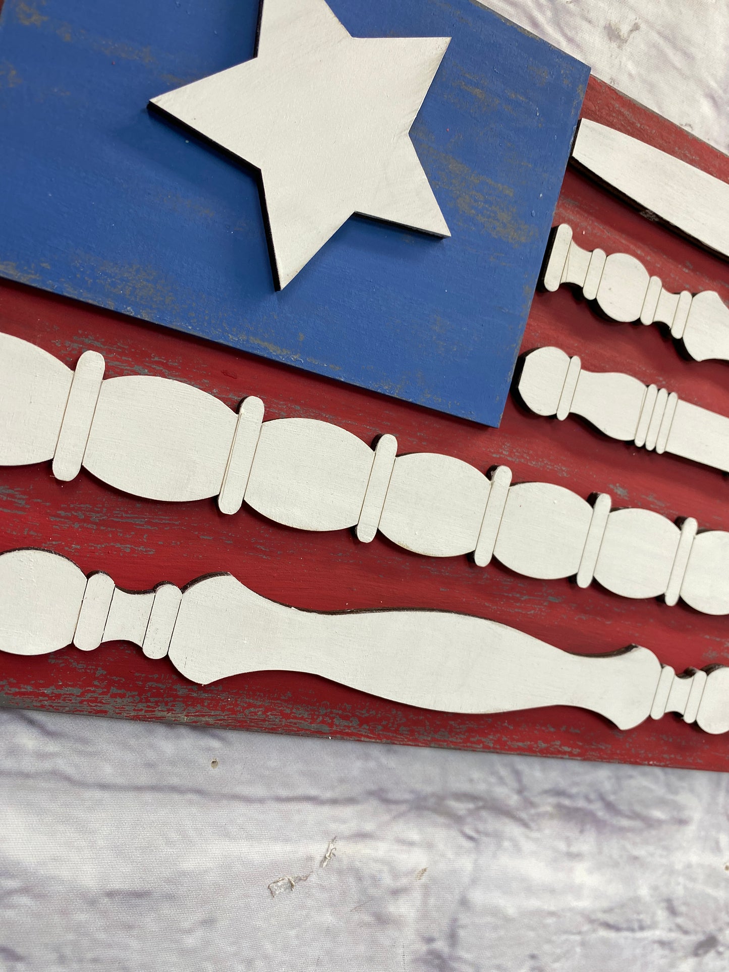 Spindle Design Flag Shelf Leaner Laser Cut / Engraved Wooden Blank