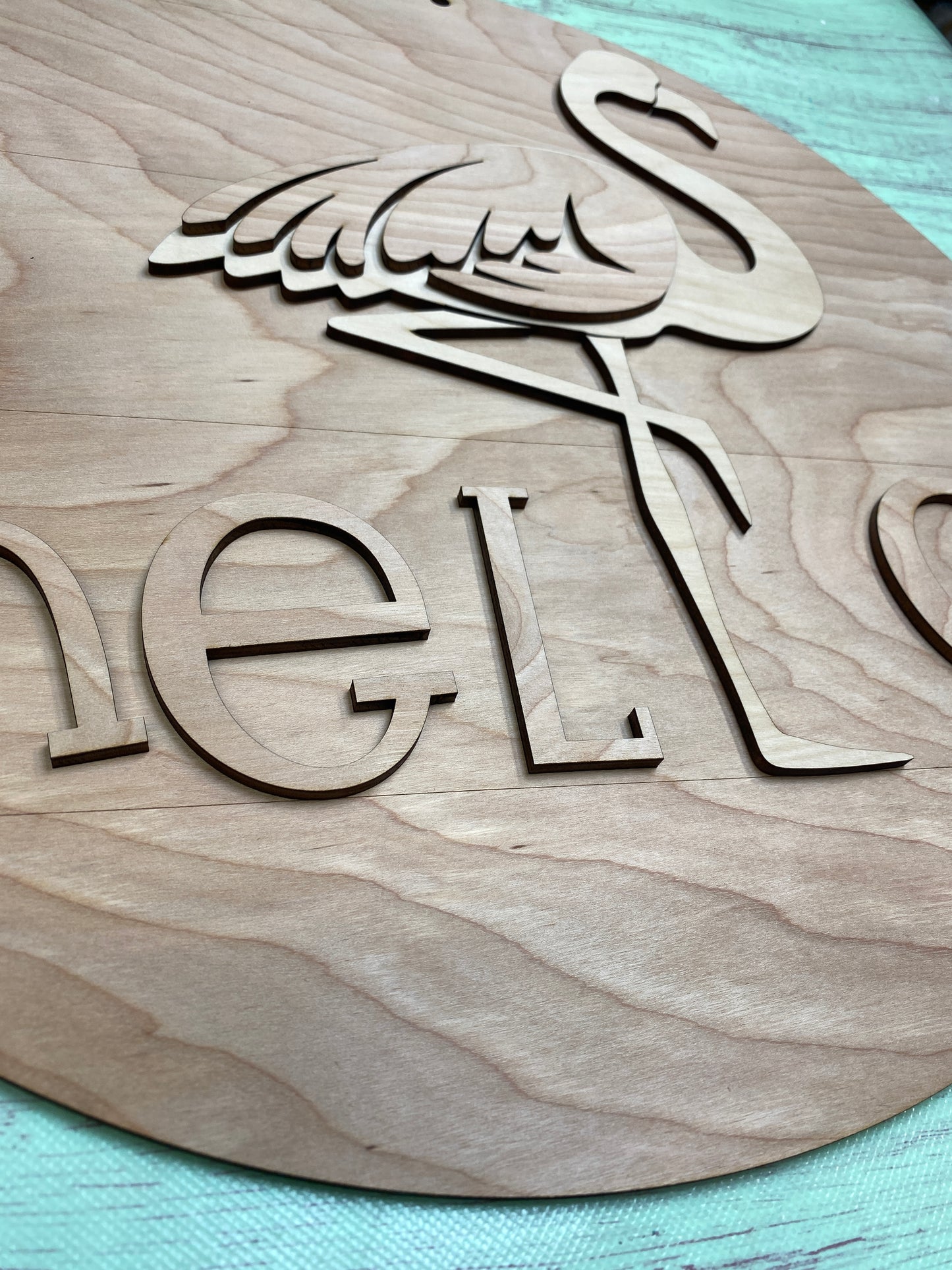 Hello Flamingo Round Layered Sign / Laser Cut Door Hanger / Blanks for DIY Project
