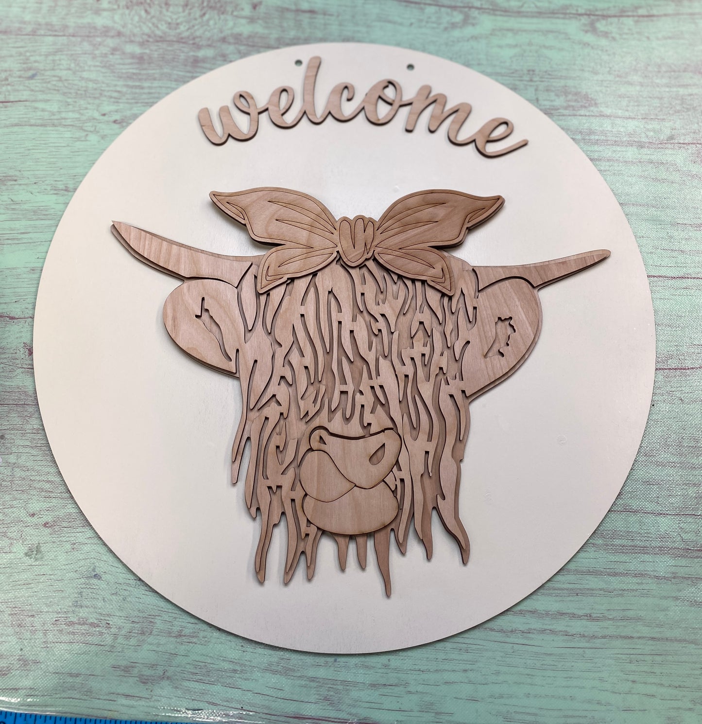 Highland Cow Door Hanger / Wall Décor Laser Cut Blank for DIY Project
