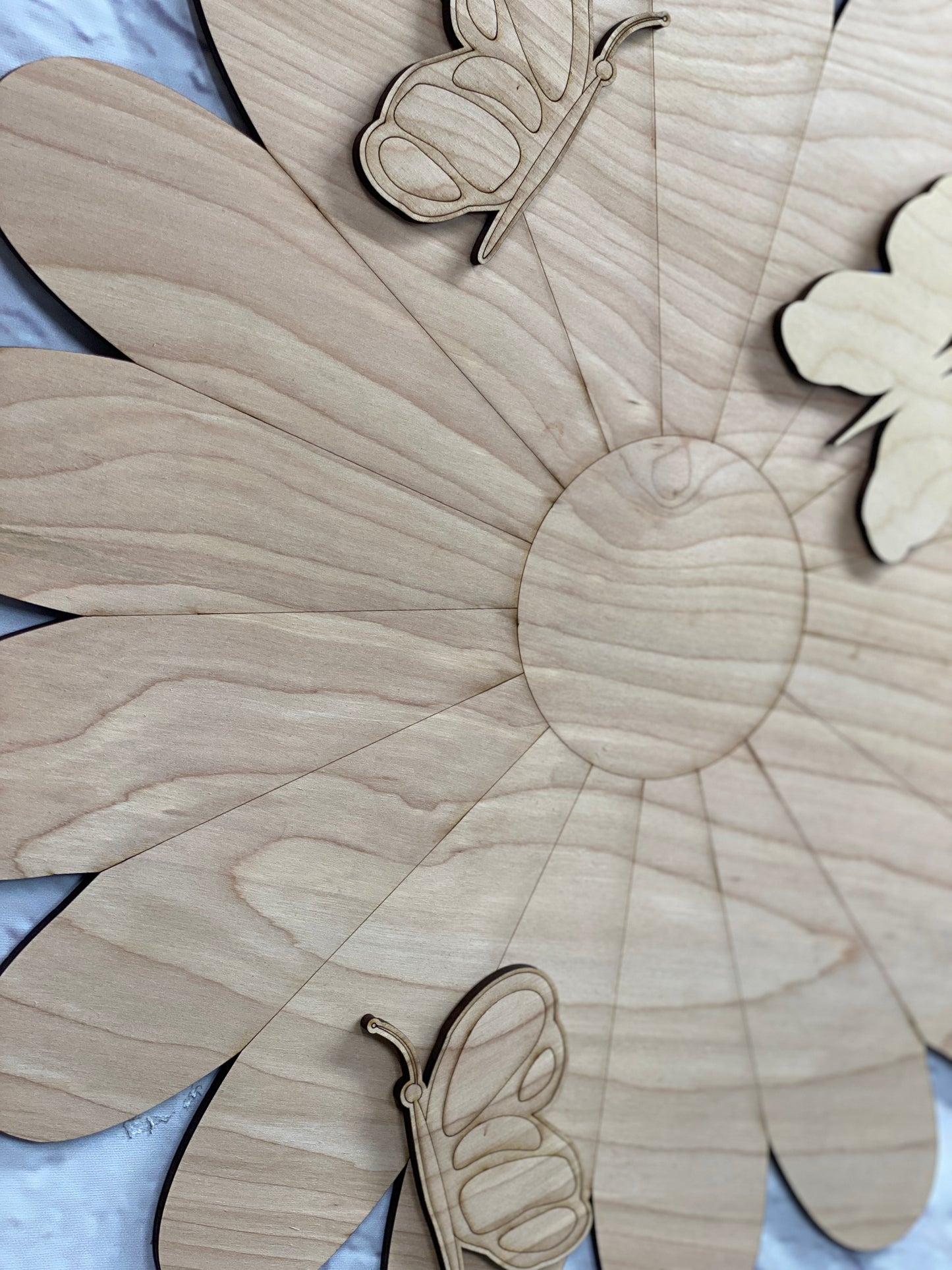 Daisy and Butterflies Door Hanger Laser Cut Blank for DIY Project