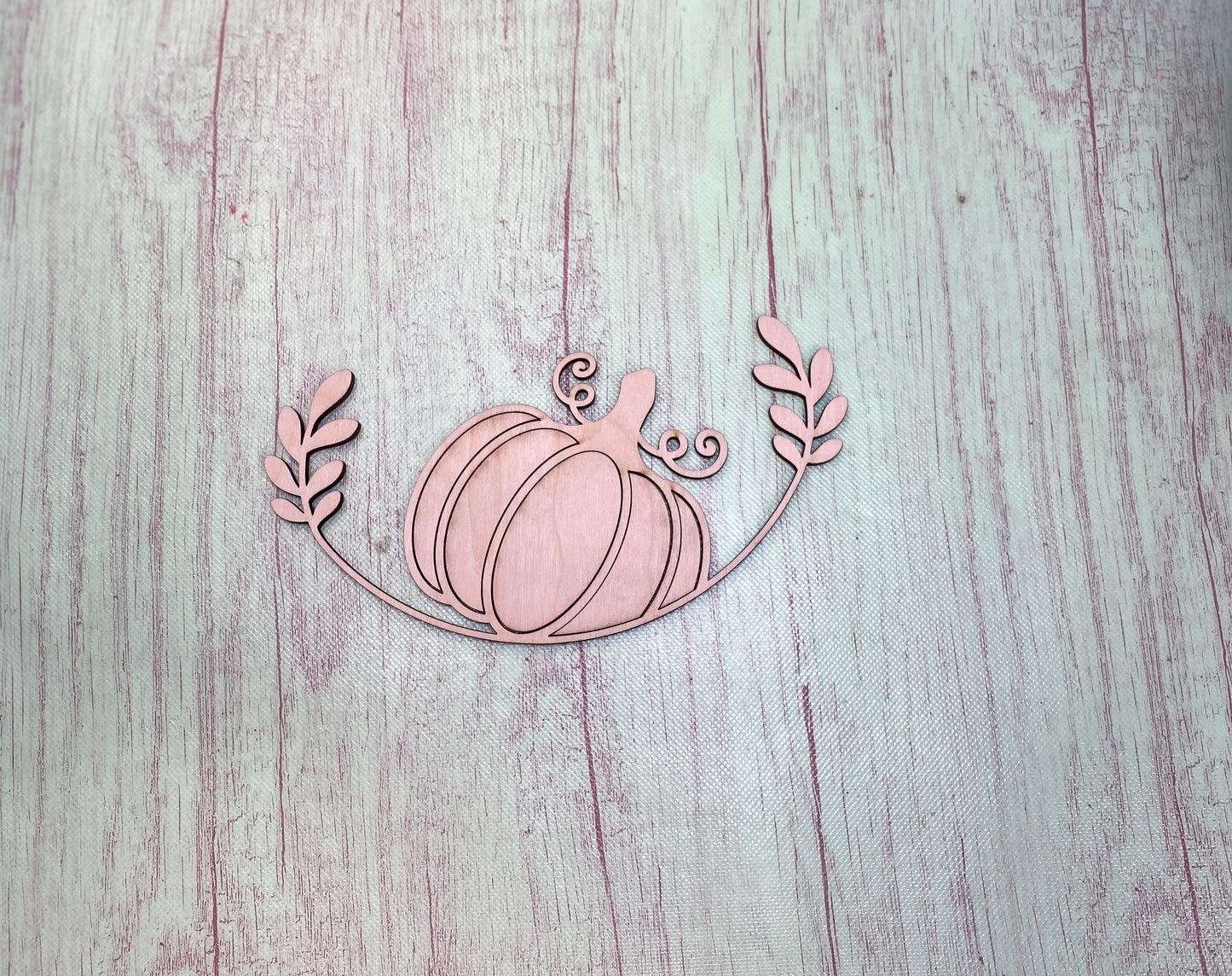 Pumpkin with Laurel Design Laser Cut / Engraved Wooden Blank