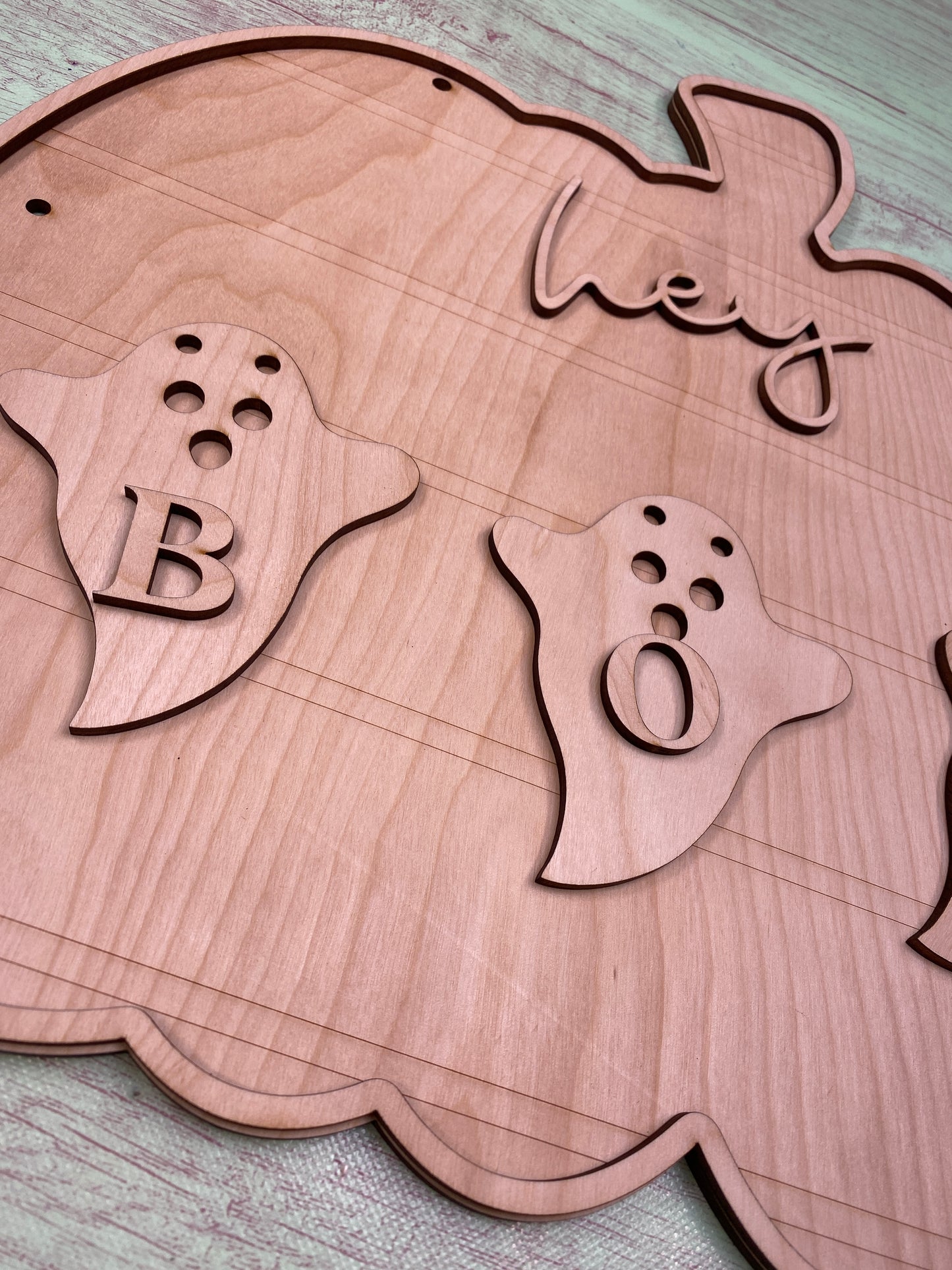 Hey Boo Shiplapped Pumpkin with Garland Layered Sign / Laser Cut Door Hanger / Blanks for DIY Project