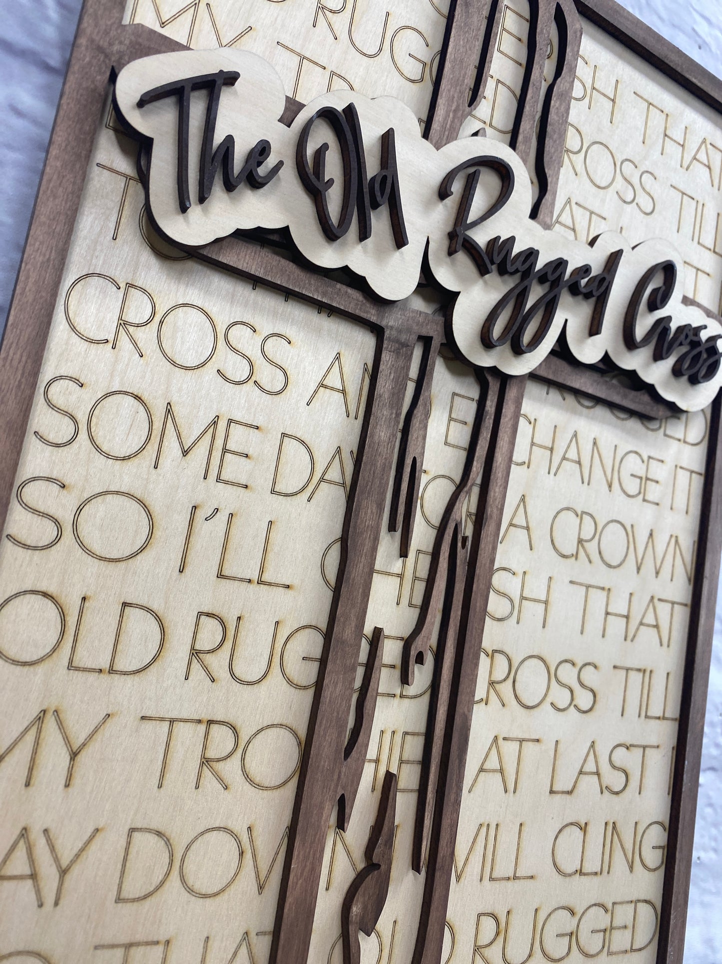 Old Rugged Cross Sign Laser Cut / Engraved Wooden Blank