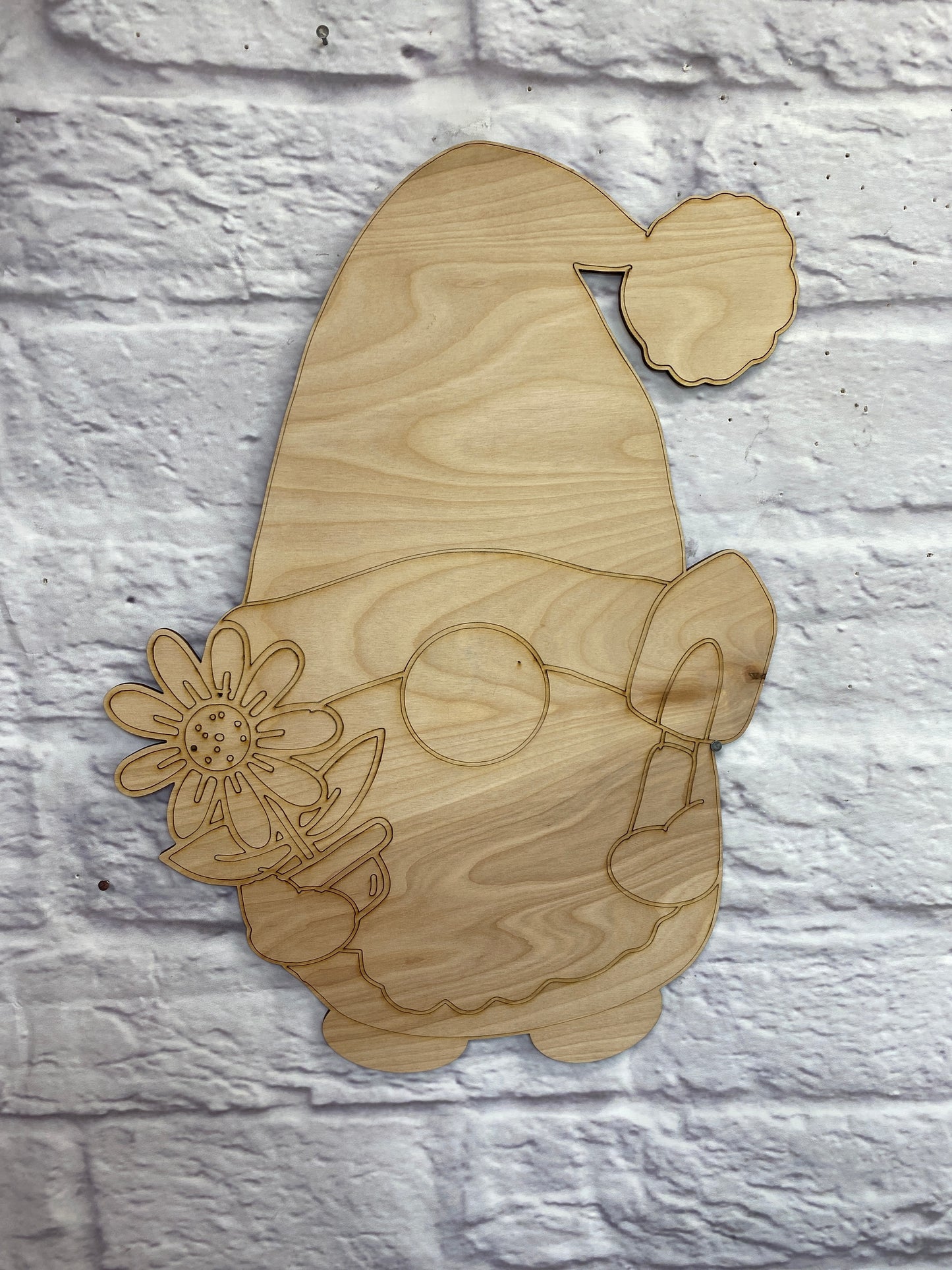 Garden Gnome Gardening Door Hanger / Wall Décor Laser Cut Blank for DIY Project