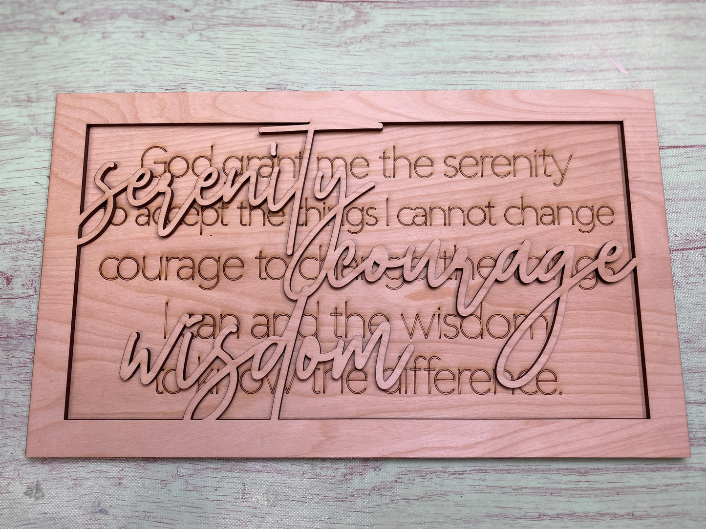 Serenity Prayer Sign Laser Cut / Engraved Wooden Blank