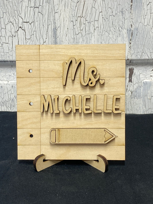 DIY Mini Teacher Sign Kits with Easel Stand - Choose from 3 Designs! Notebook Paper Sign Round or Rectangle, Apple Sign for Teacher