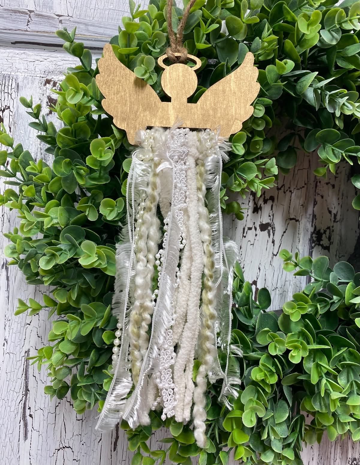 Wooden Angel Tassel Ornaments – 6 Pk. DIY Memorial Keepsake Blanks with Ribbon or Fabric Slot
