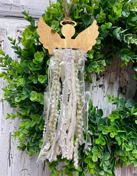 Wooden Angel Tassel Ornaments – 6 Pk. DIY Memorial Keepsake Blanks with Ribbon or Fabric Slot