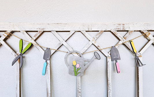 Garden Theme Banner, Mantle Garland Decor, Layered Laser Cut Blank for DIY Project