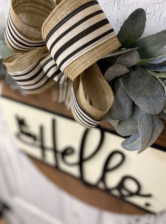 Wooden Front Door Hanger, Hi Hey Hello Wreath, Housewarming Gift for New Homeowners