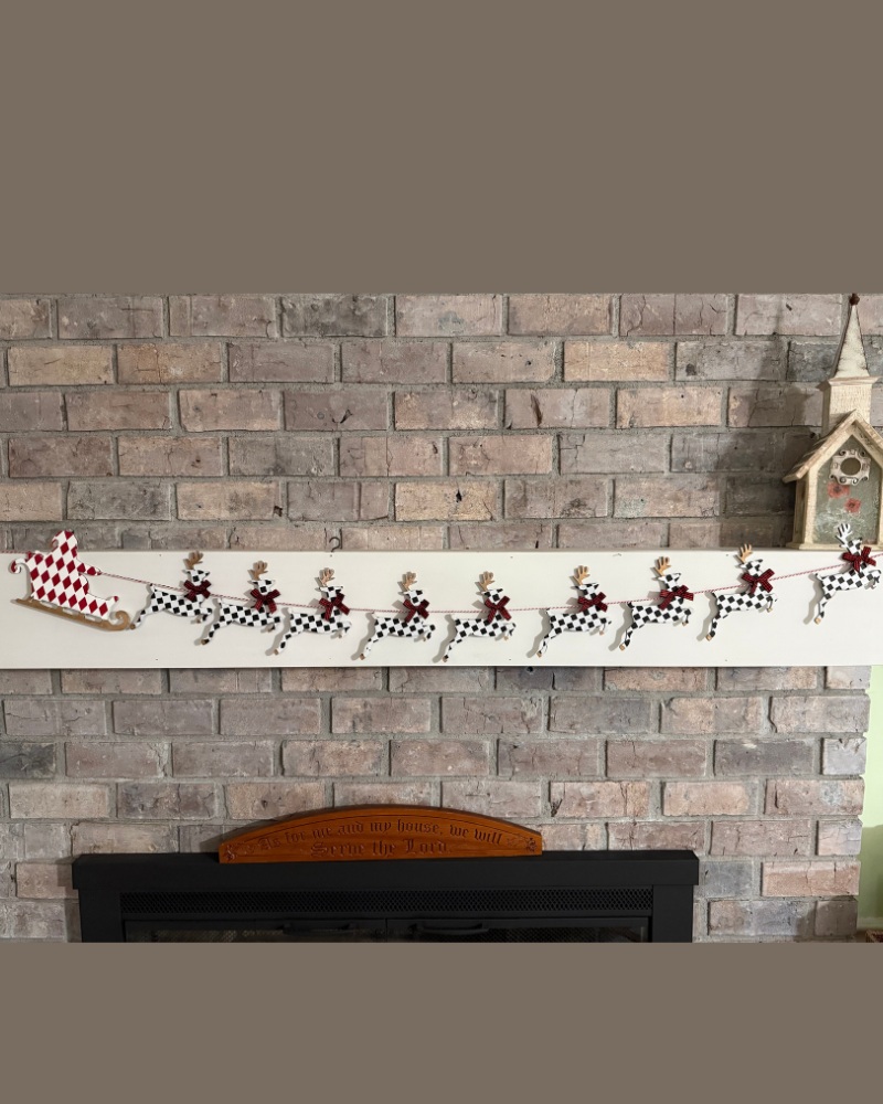 Santa Sleigh and Reindeer Garland / Banner Laser Cut Blank for DIY Project