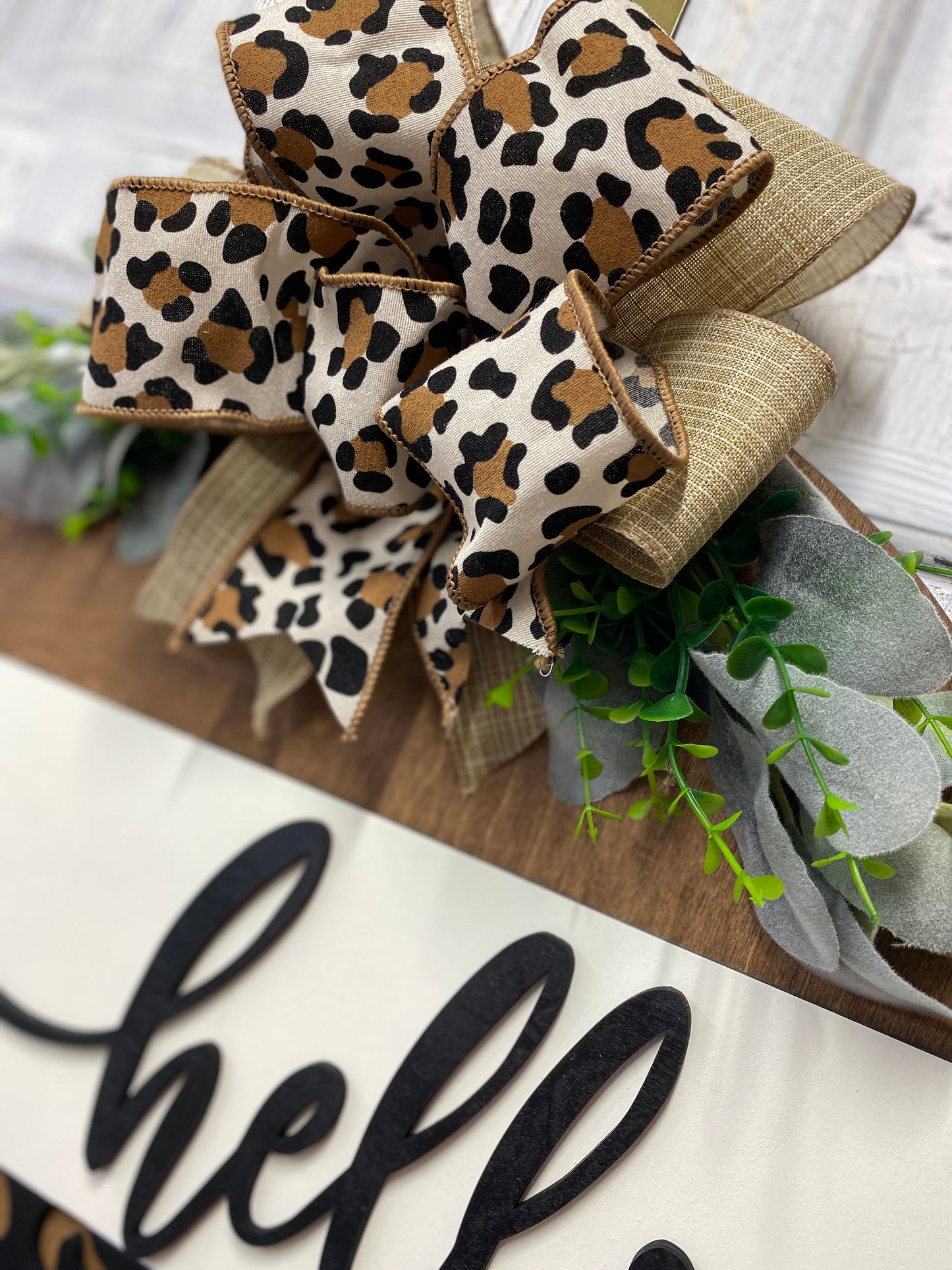 DIY Laser-Cut Leopard Print Door Hanger Kit - "Hello" with Heart Accent