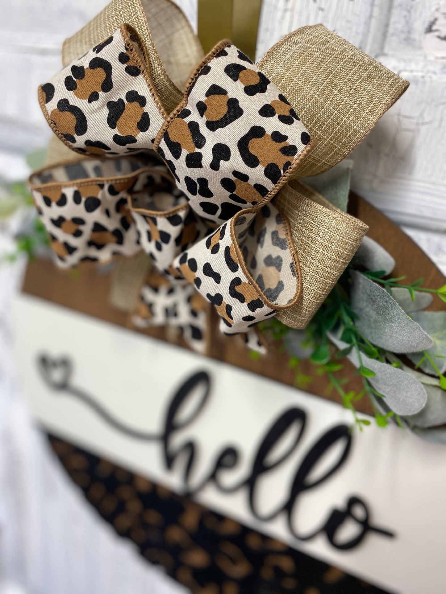 DIY Laser-Cut Leopard Print Door Hanger Kit - "Hello" with Heart Accent