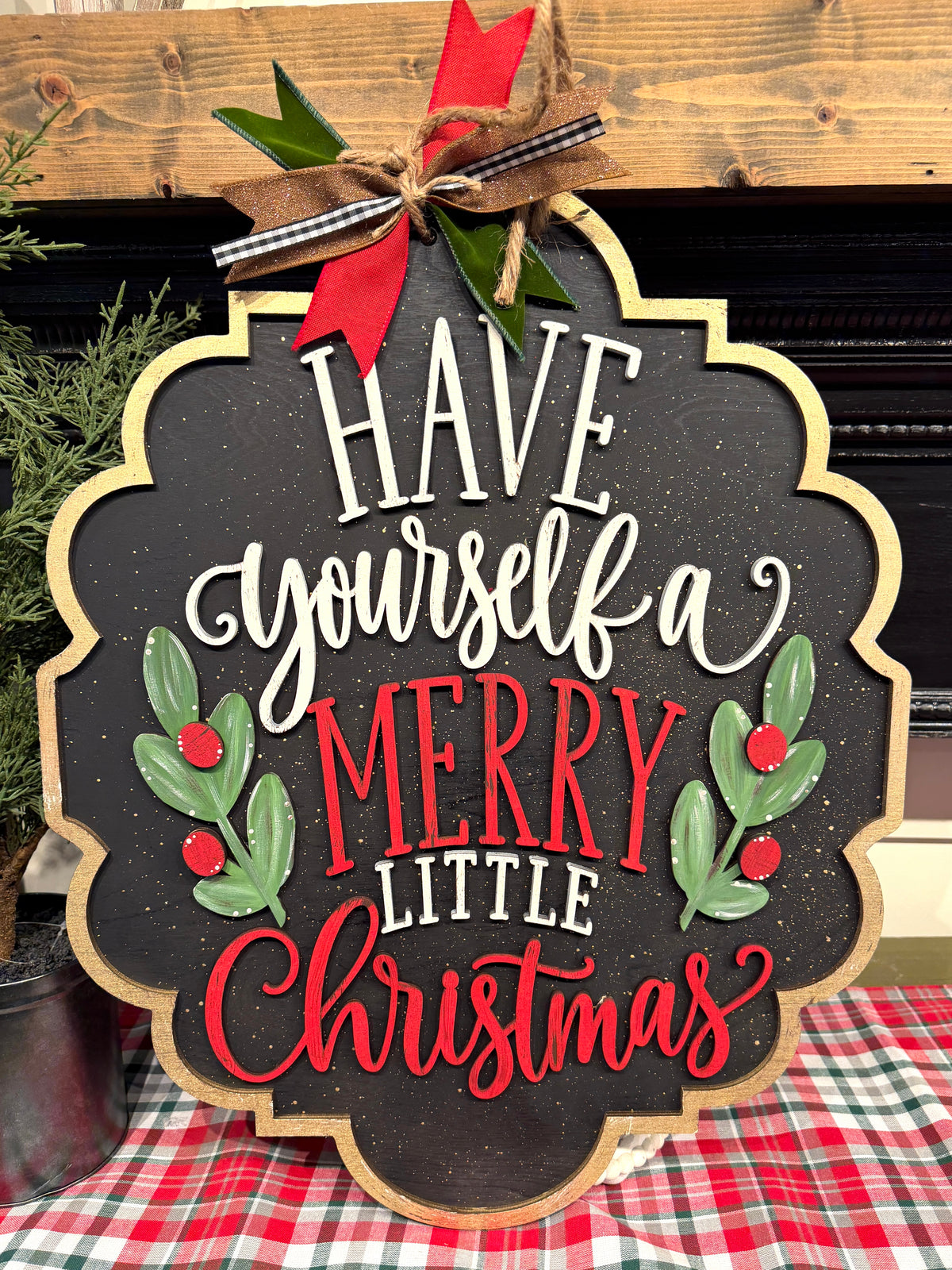 Have Yourself a Merry Little Christmas Layered Door Hanger - DIY Blank Paint Party Kit