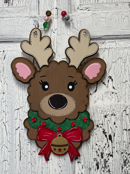Christmas Reindeer Door Hanger | DIY Blank or Painted Holiday Decor