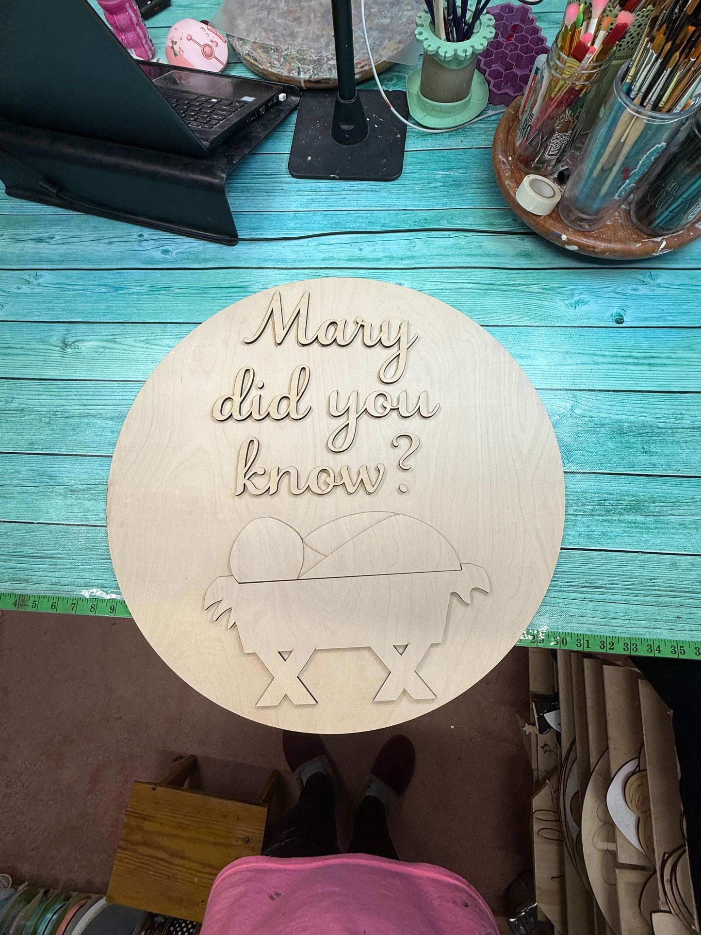 Mary Did You Know Door Hanger / Wall Hanging Blank DIY Kit or Painted Ready to Hang Sign / Baby Jesus
