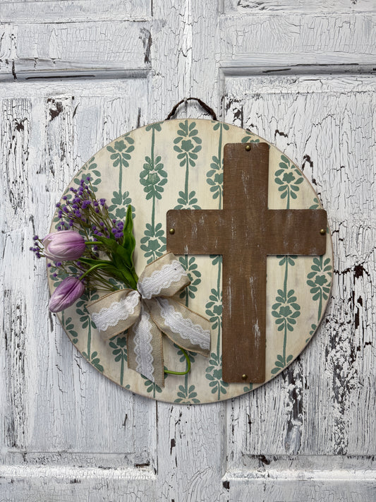Wooden Cross Door Hanger | Christian Farmhouse Front Door Decor | Easter Cross Wall Sign | DIY Wood Blank Kit Option
