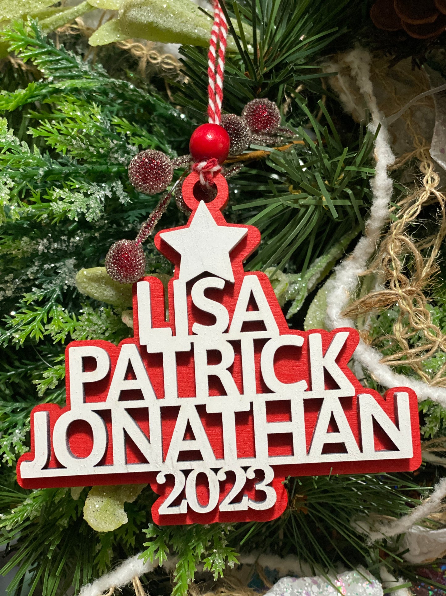 Family Names Christmas Tree Ornament, Gift Tags, Personalized Christmas Holiday Ornaments